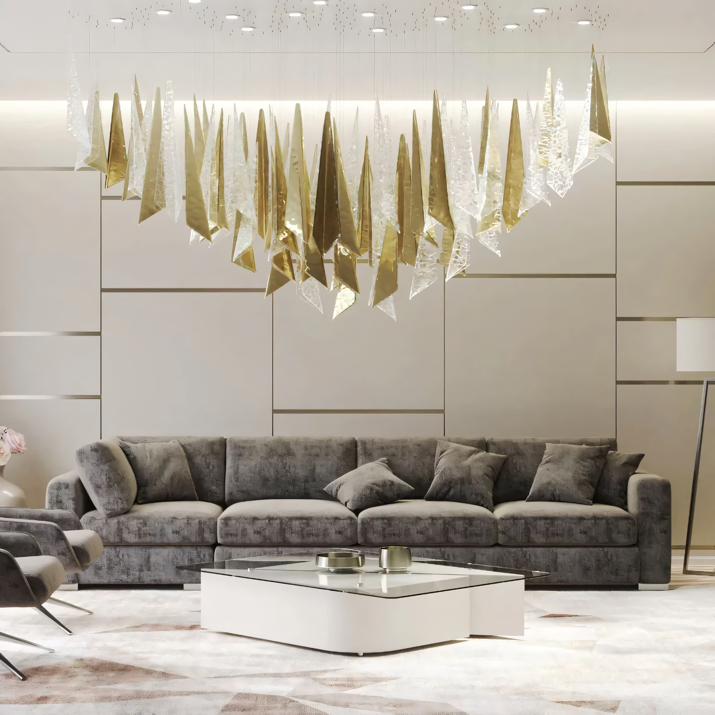 Prifma Glass Custom Chandelier, a breathtaking centerpiece in the Fire Kingdom