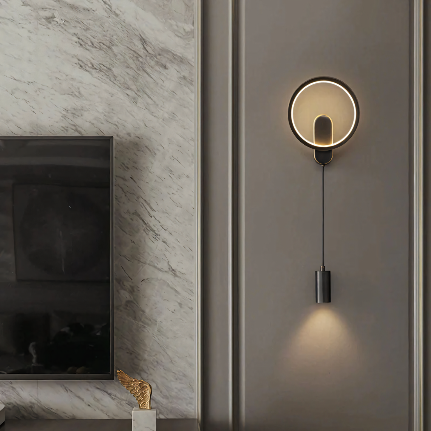 Elegant Moon Strike Wall-Hanging Pendant in Luxury Hotel Lobby