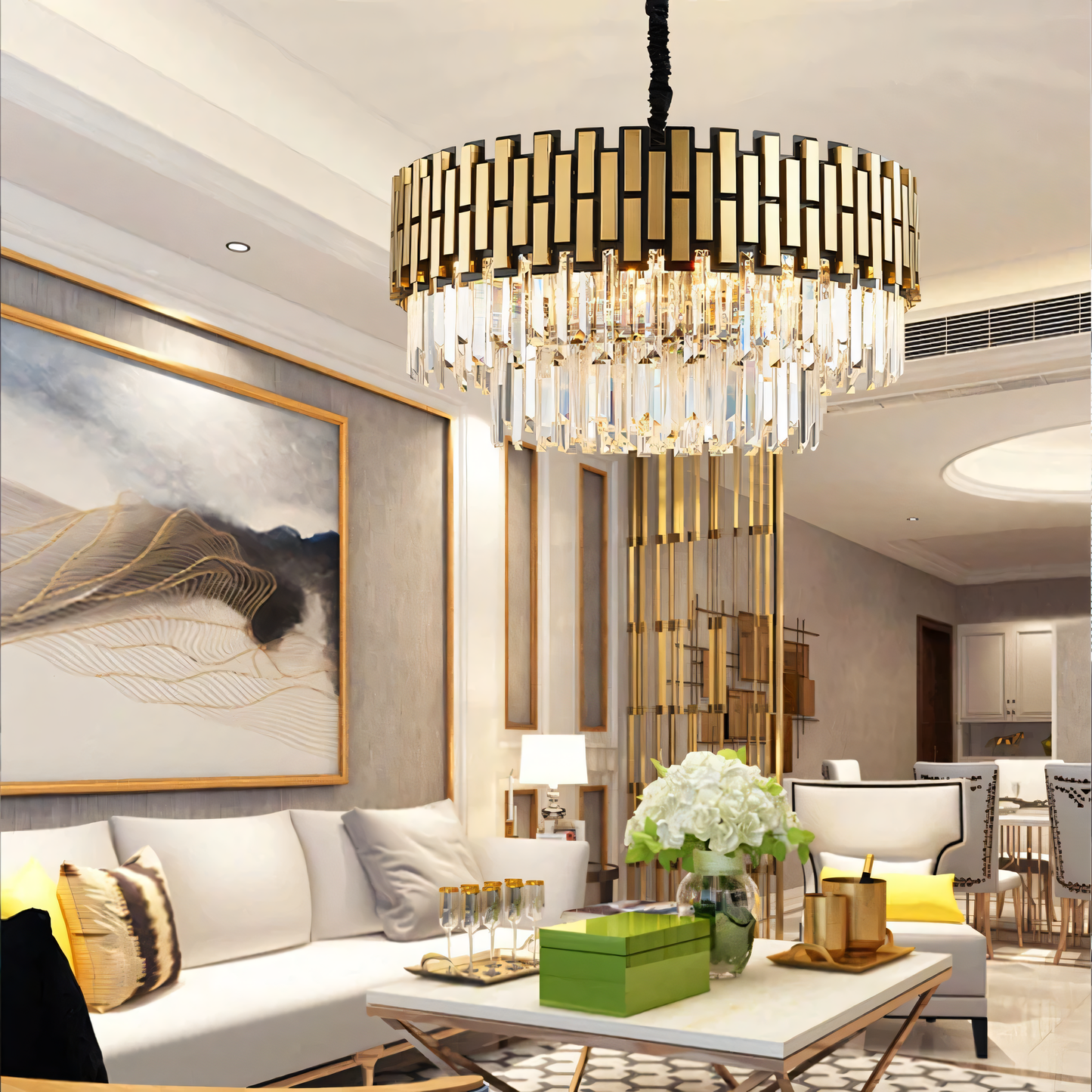 Elegant Antiquus gold crystal chandelier, a harmonious blend of luxury and tradition