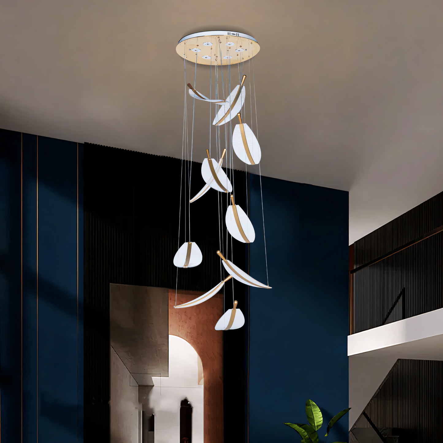 Beautiful Acrylic Leaf Duplex Chandelier Lighting
