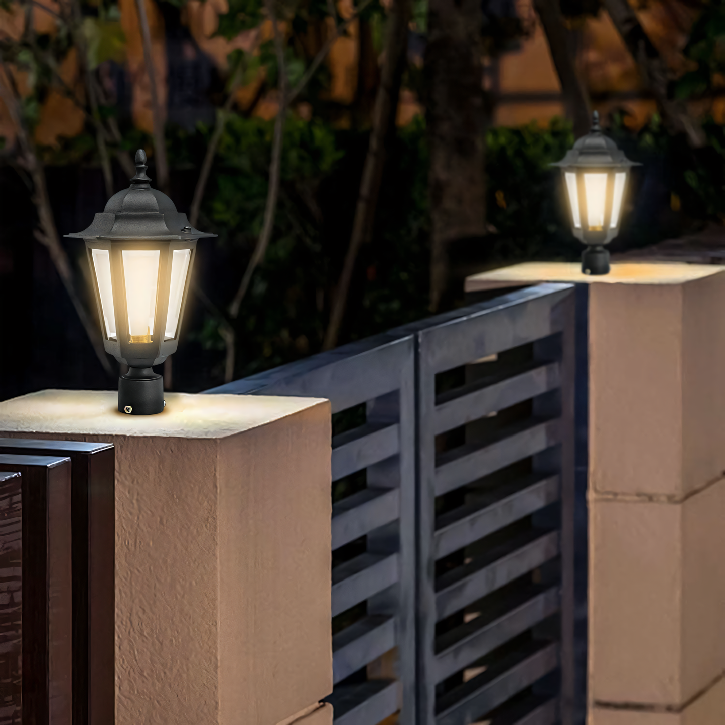 Sleek, black metal frame of the Alps Gate Light