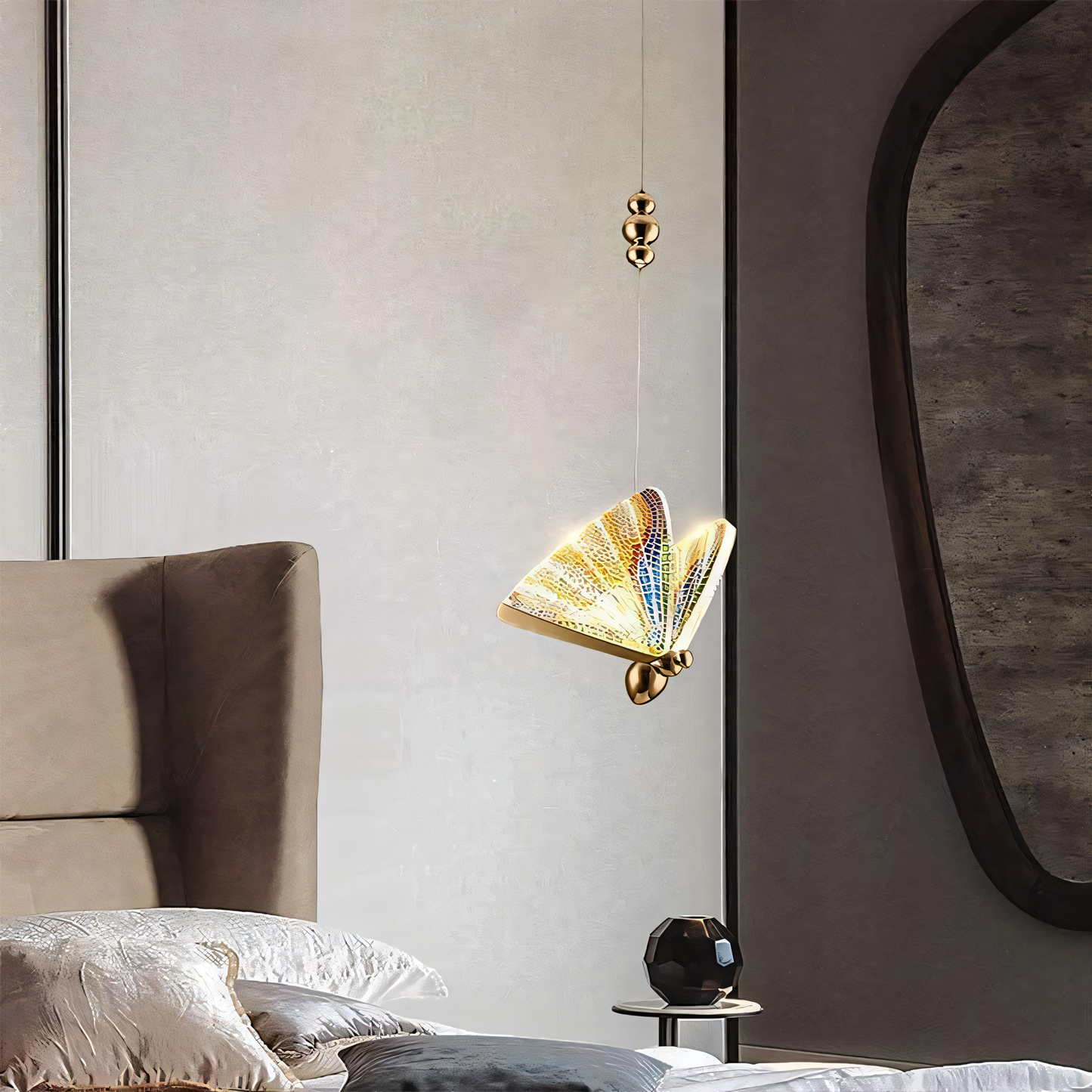Vibrant and captivating hanging light fixture with a butterfly design