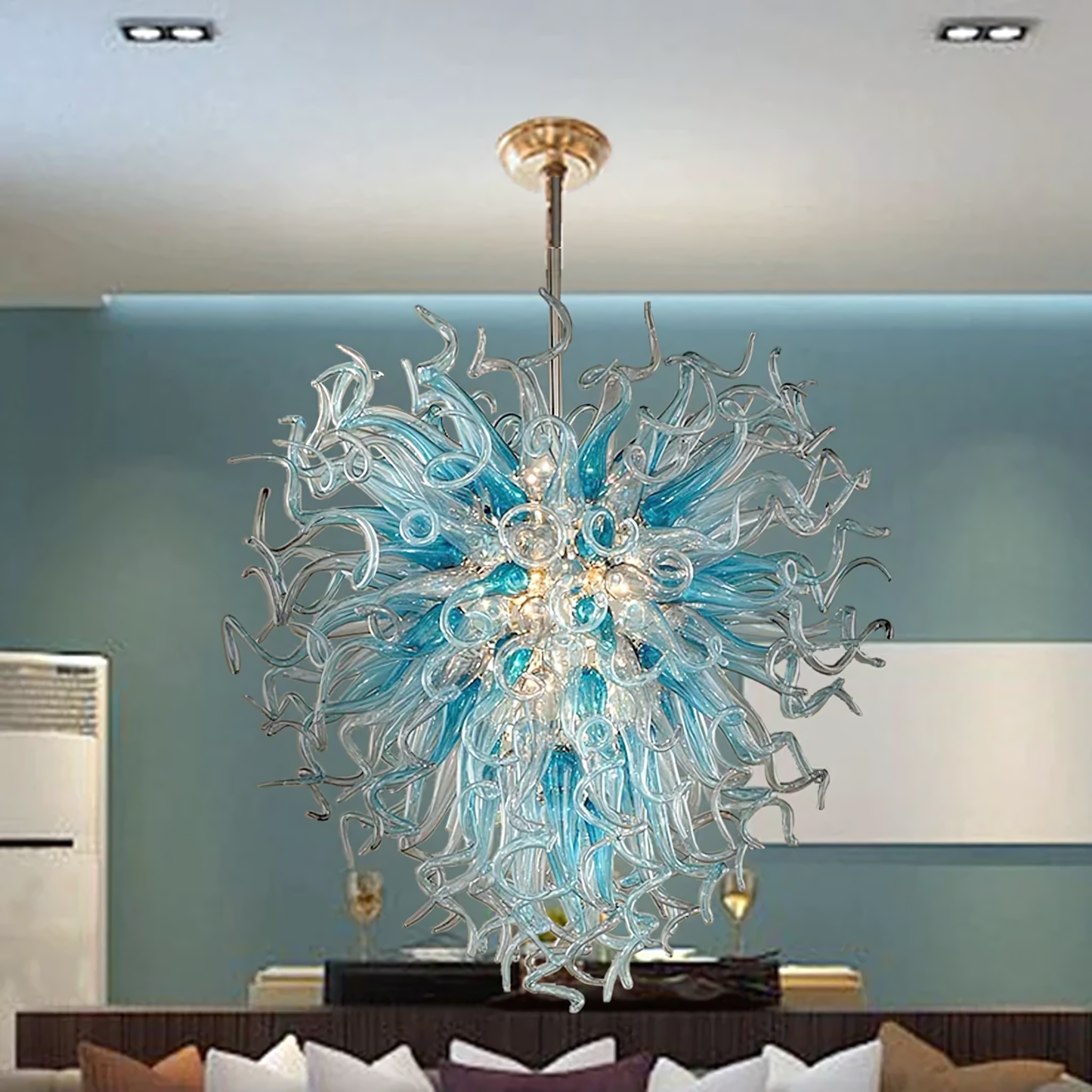 Mesmerizing play of light and shadow from the Chihuly Inspired Chandelier