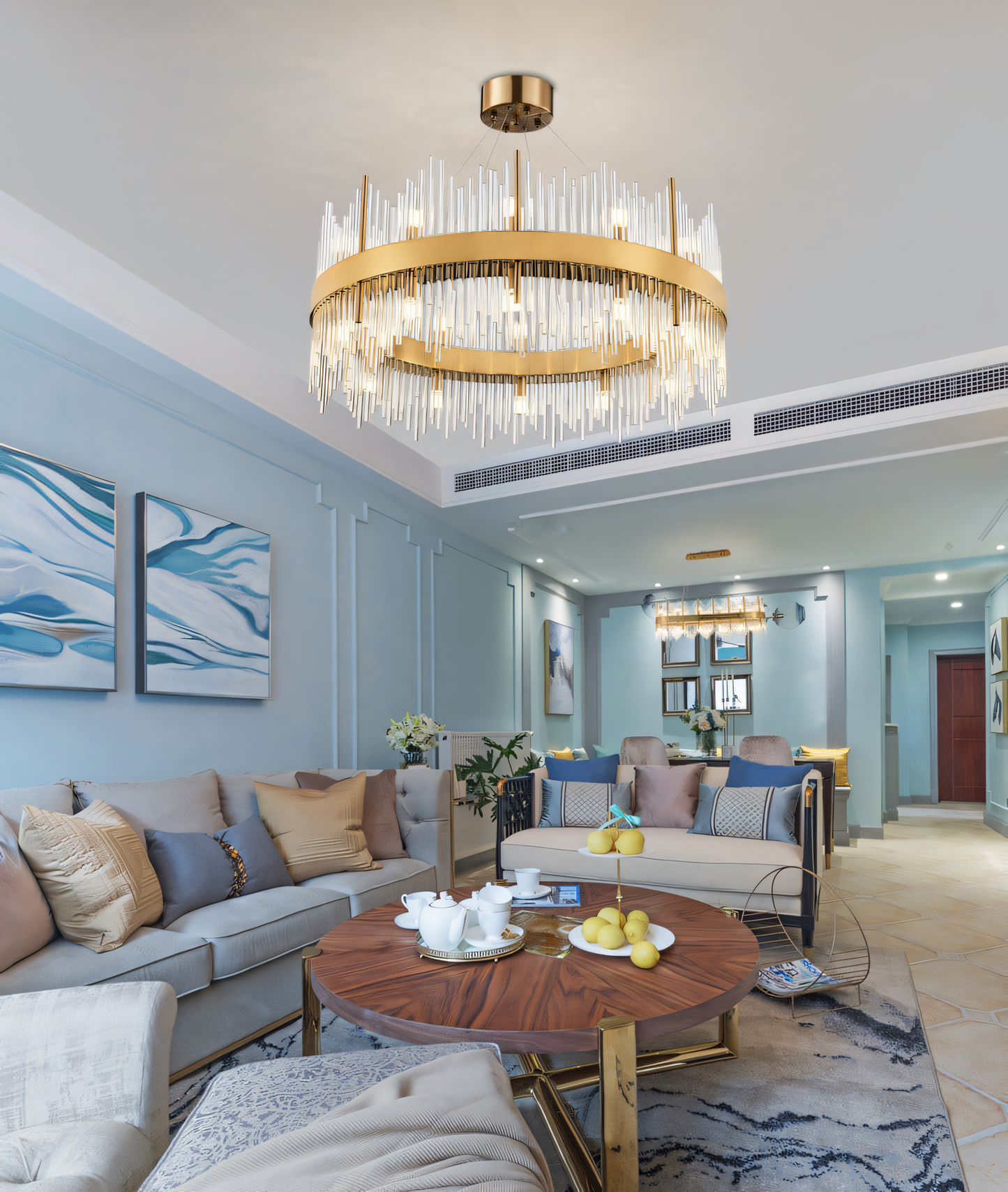 Sophisticated 600 MM crystal metal brass gold LED hanging chandelier, a timeless treasure