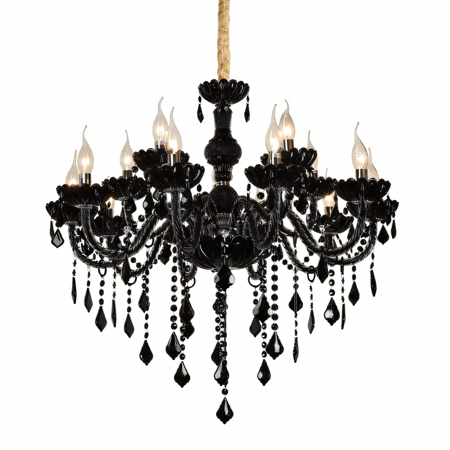 Elegant crystal droplets cascading from a sleek black frame