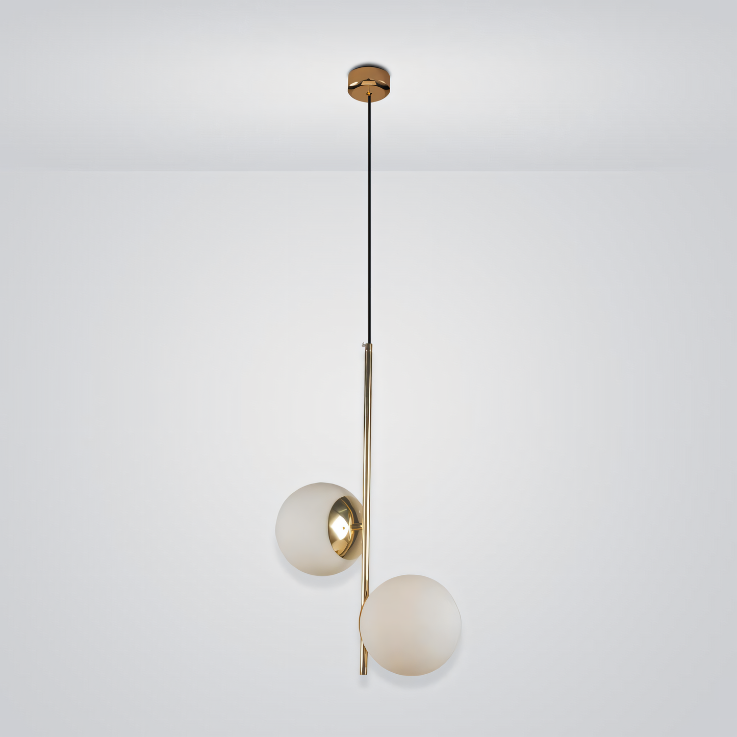Sophisticated Poles Apart Hanging Light in Luxury Hotel Lobby
