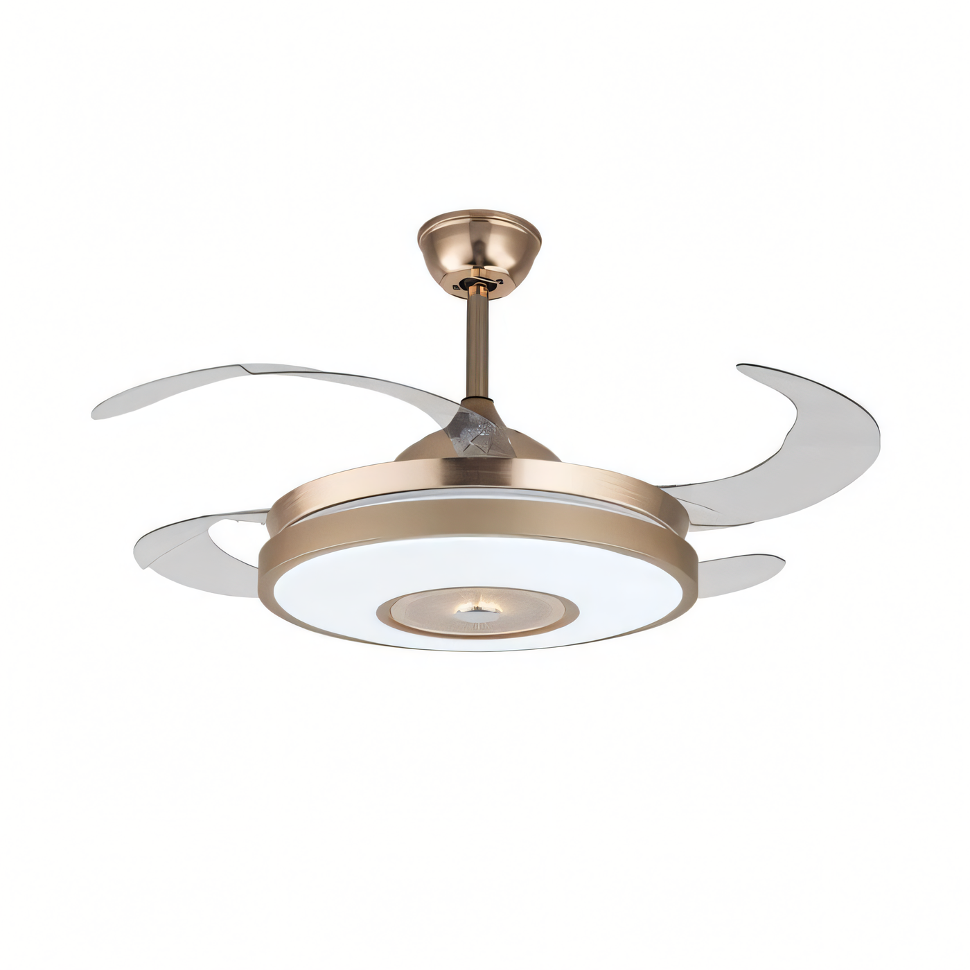 Innovative ceiling fan with adjustable airflow and color-changing LED lighting