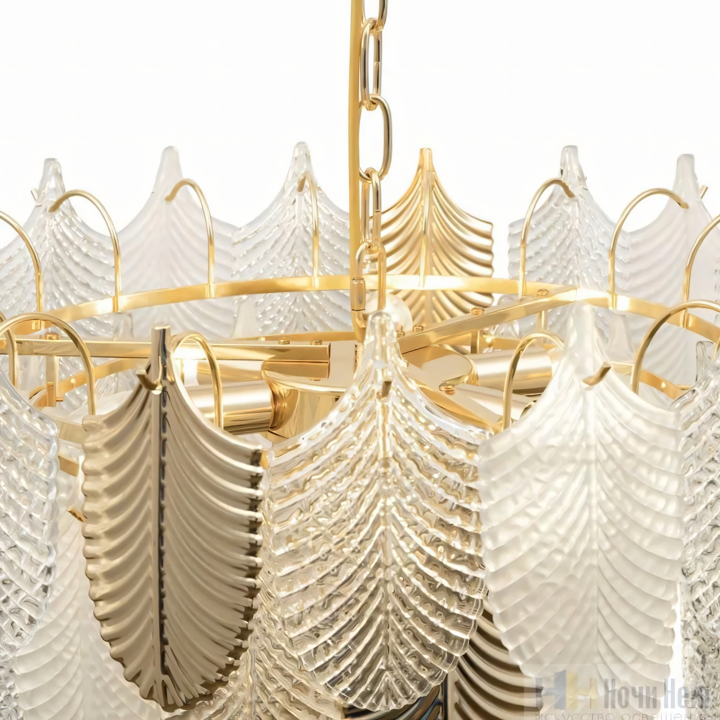 Gratus Luxe White Glass Leaf Chandelier
