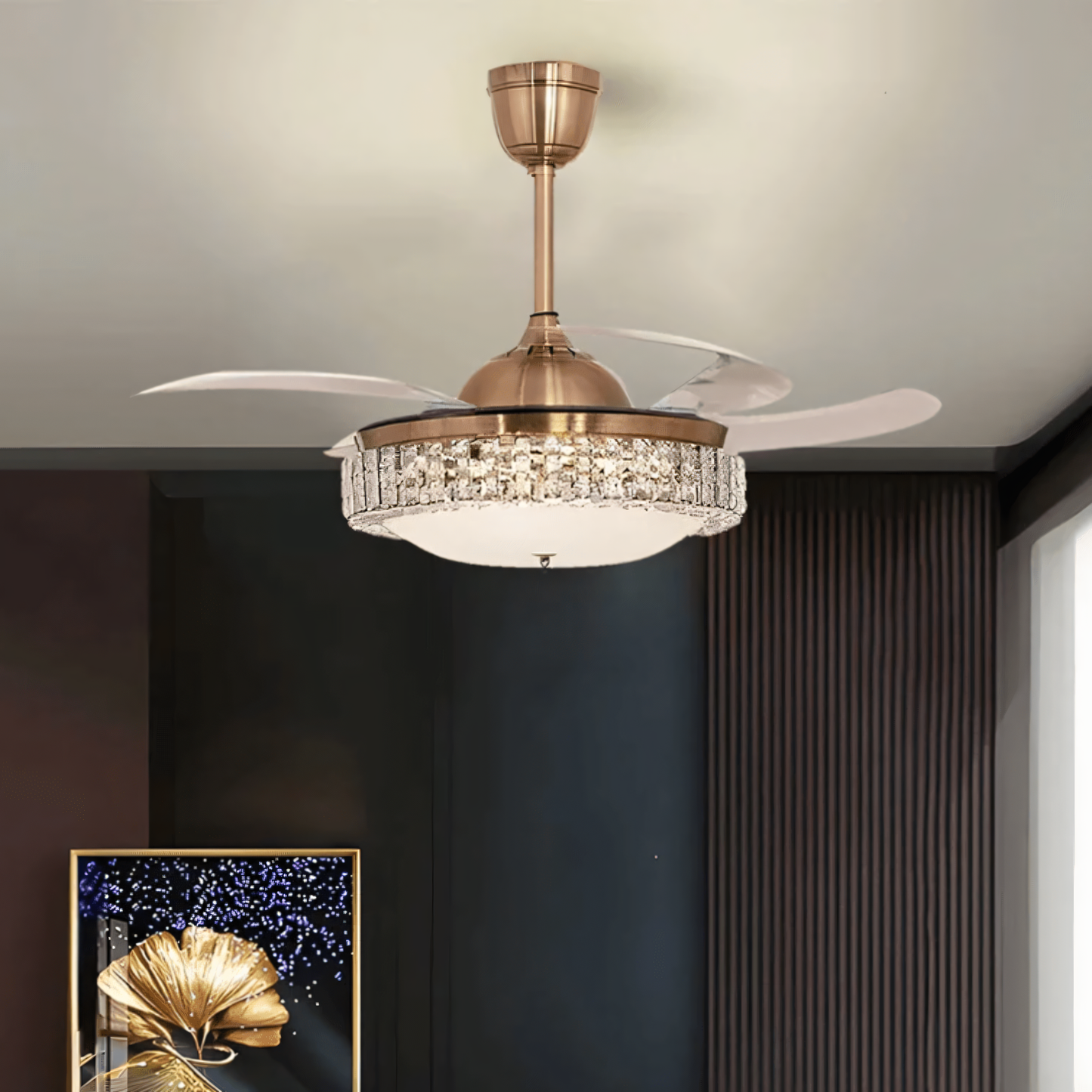 Radiant living room crystal fan