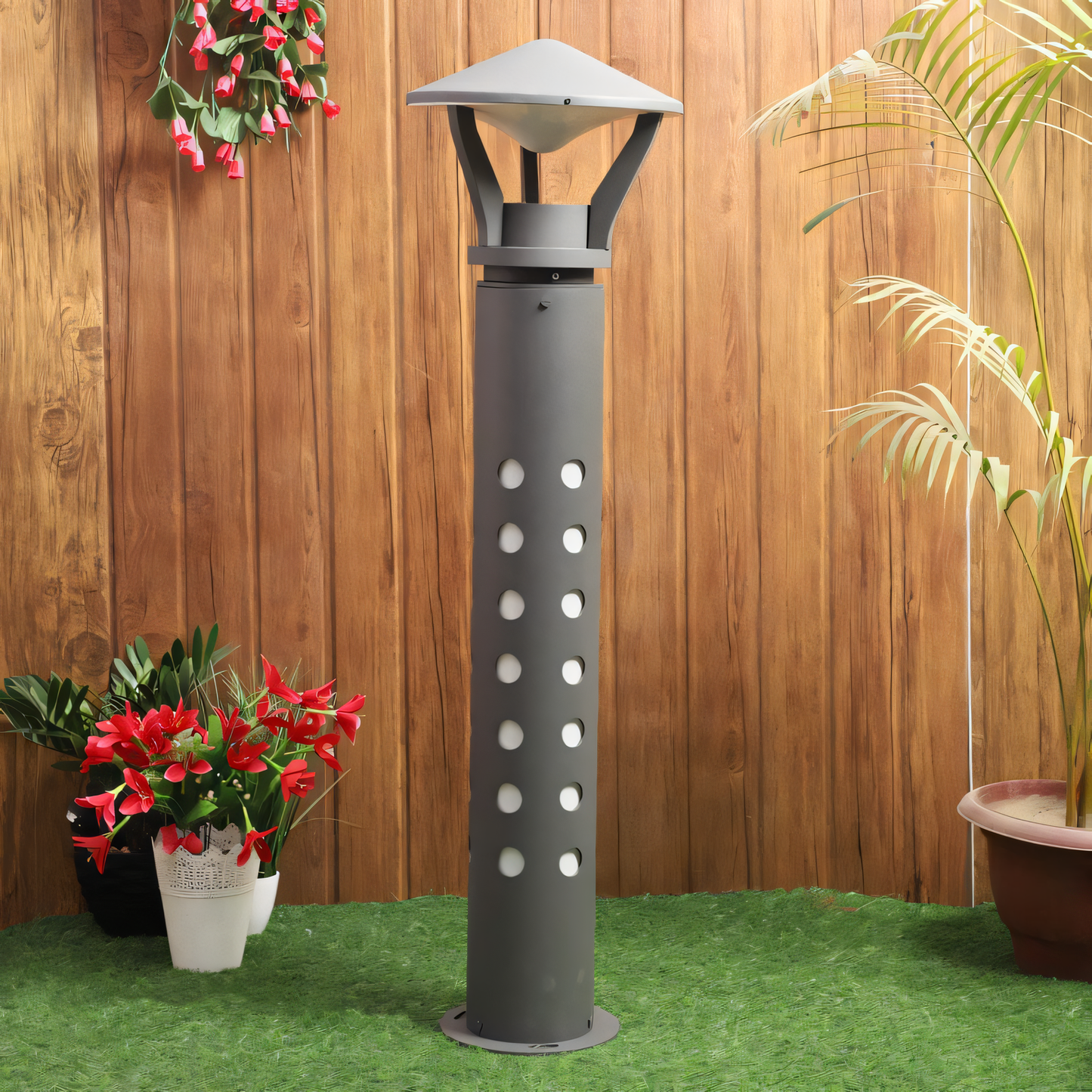Energy-efficient LED technology of the Trident Canopy Garden Bollard