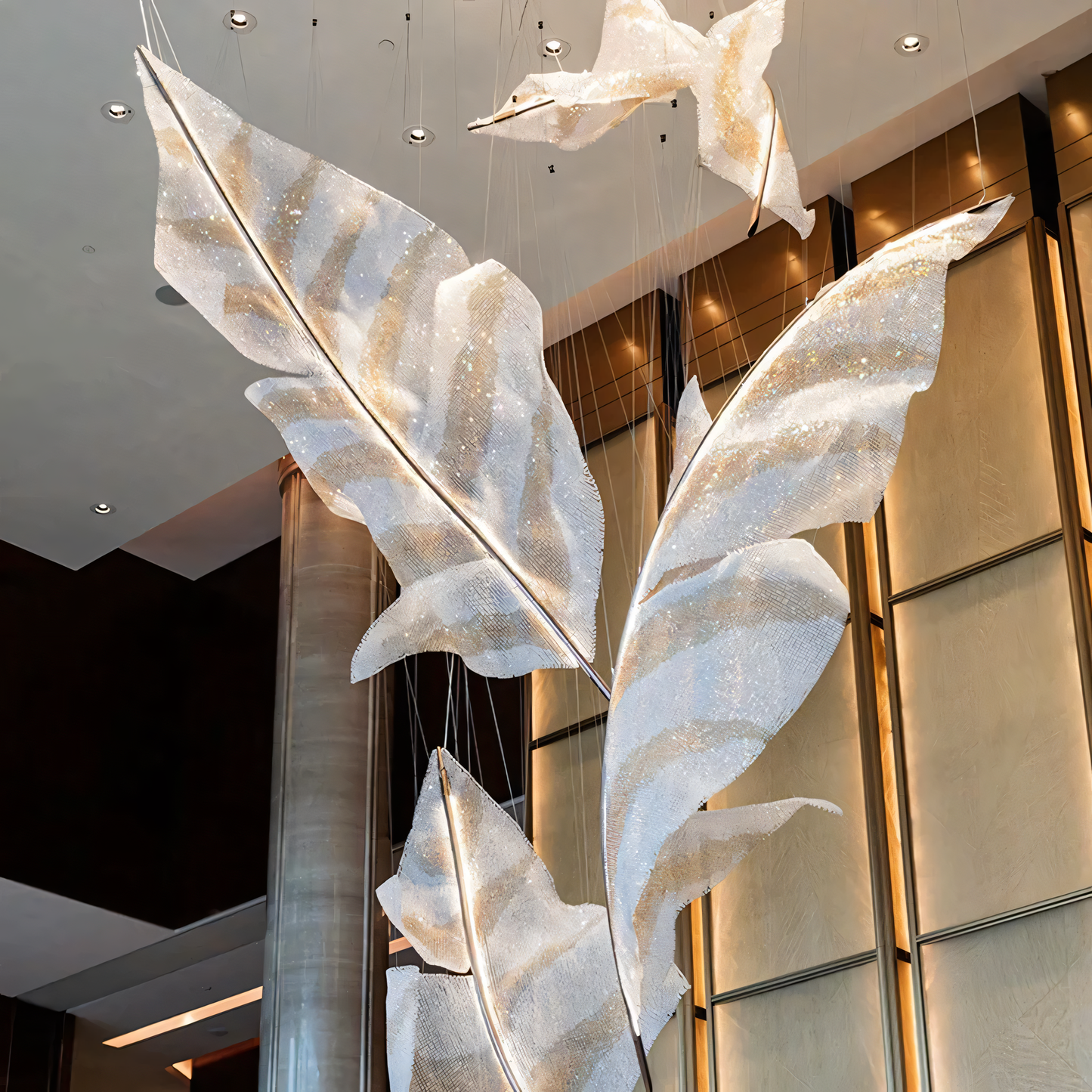 Impressive scale and size of the Raffia Orbifolia Radiance Pendant, a focal point
