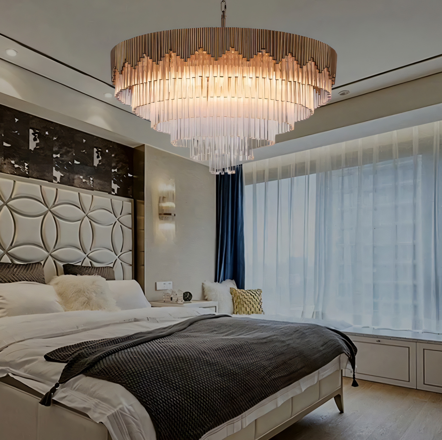 Glamorous layered lighting centerpiece