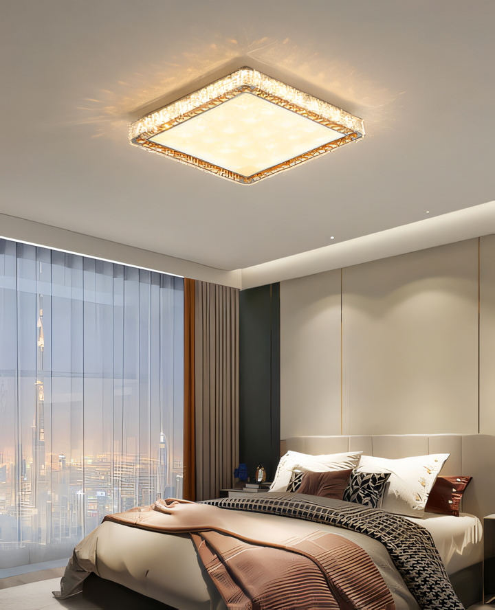 Light up your space with a touch of luxury. This 600x600mm gold crystal chandelier features cascading crystals and energy-efficient LED bulbs.