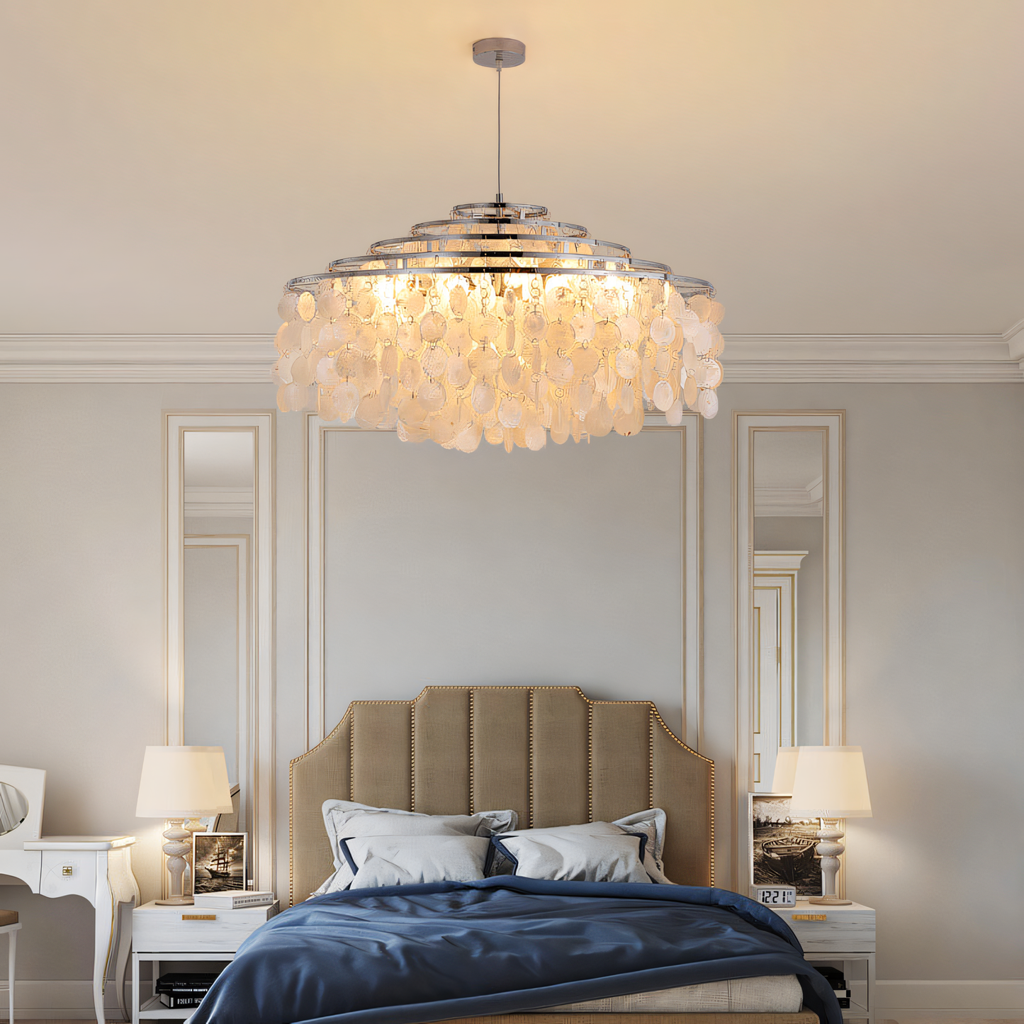 Breathtaking crystal acrylic chandelier, bringing the beauty of a serene island indoors