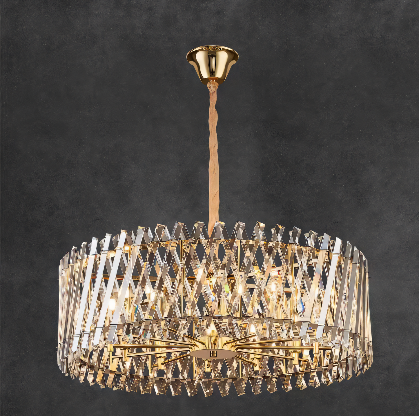 Light up your space with a touch of modern luxury. This gold crystal pendant chandelier features sparkling crystals and energy-efficient LED bulbs.