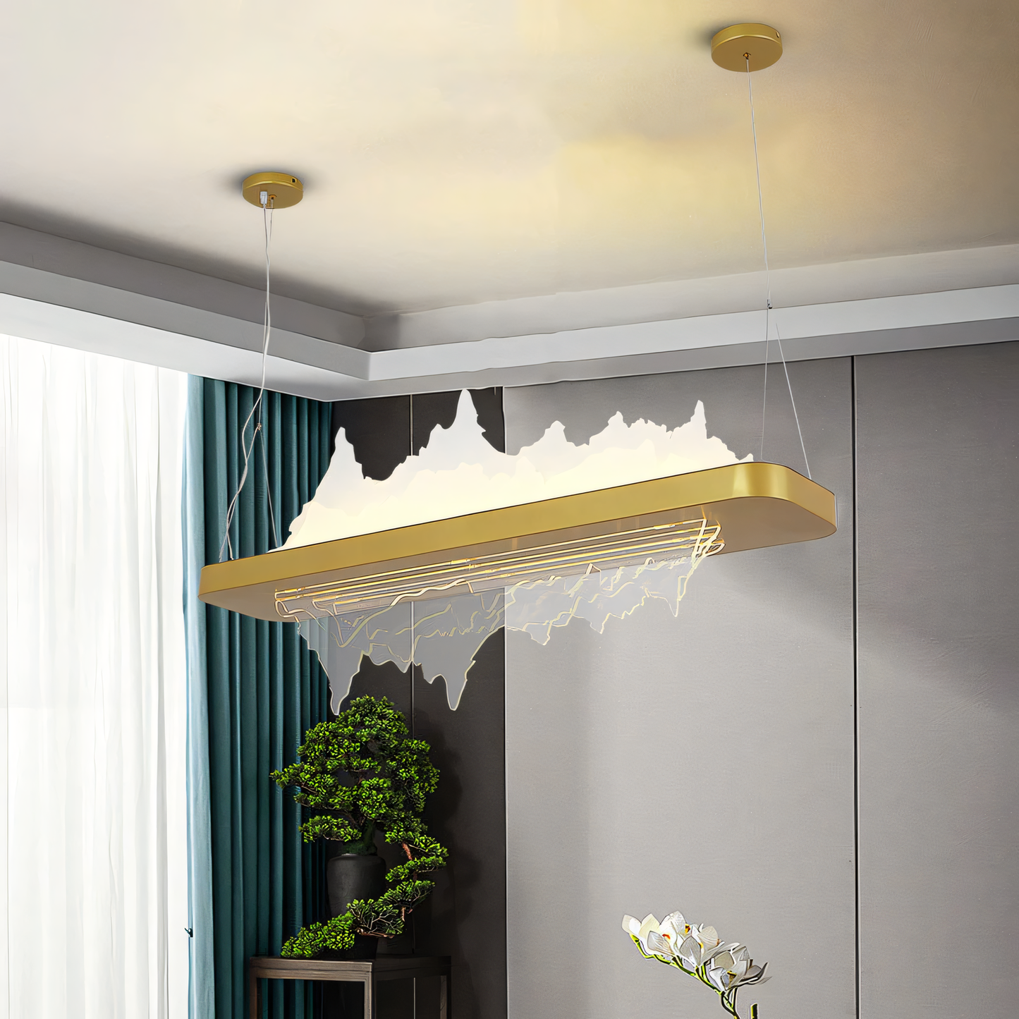 Warm Glow of Brass Gold LED Chandelier