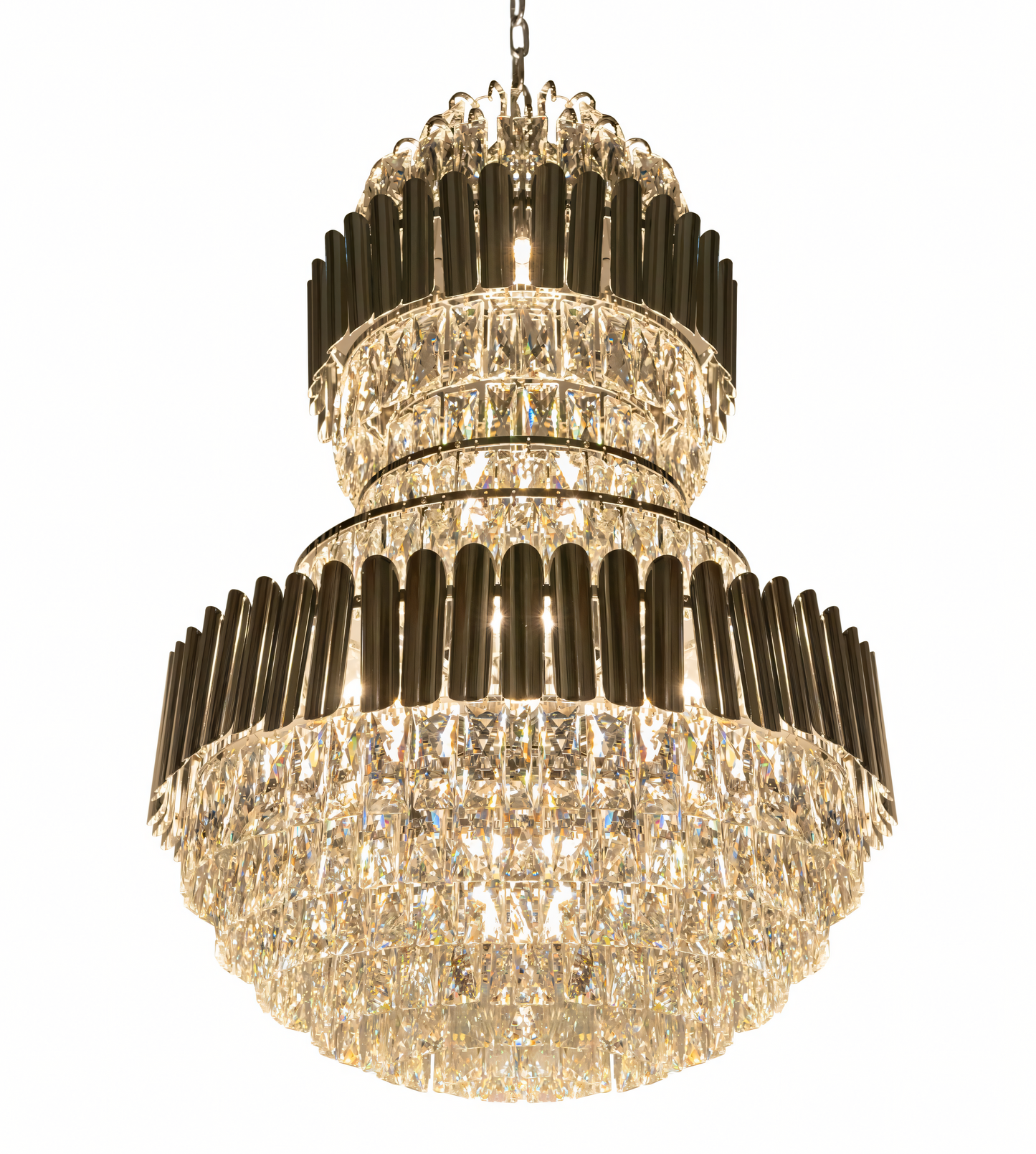 Captivating golden and crystal chandelier, a centerpiece of elegance