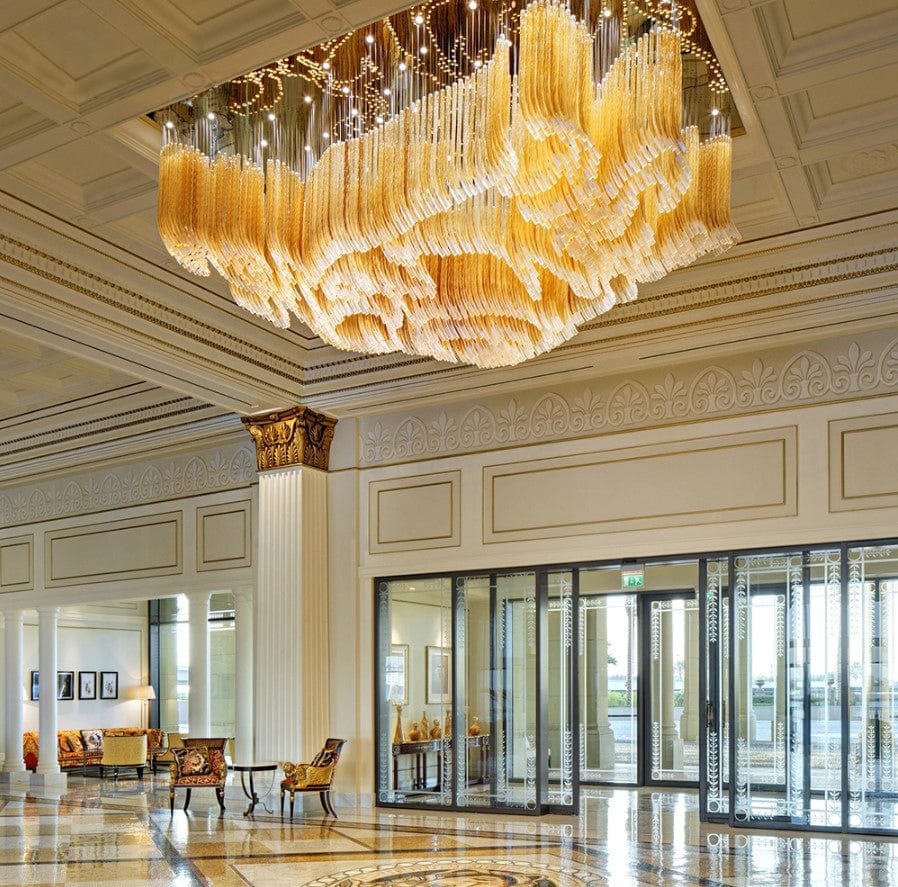 Captivating Amber-Hued Glass Chandelier