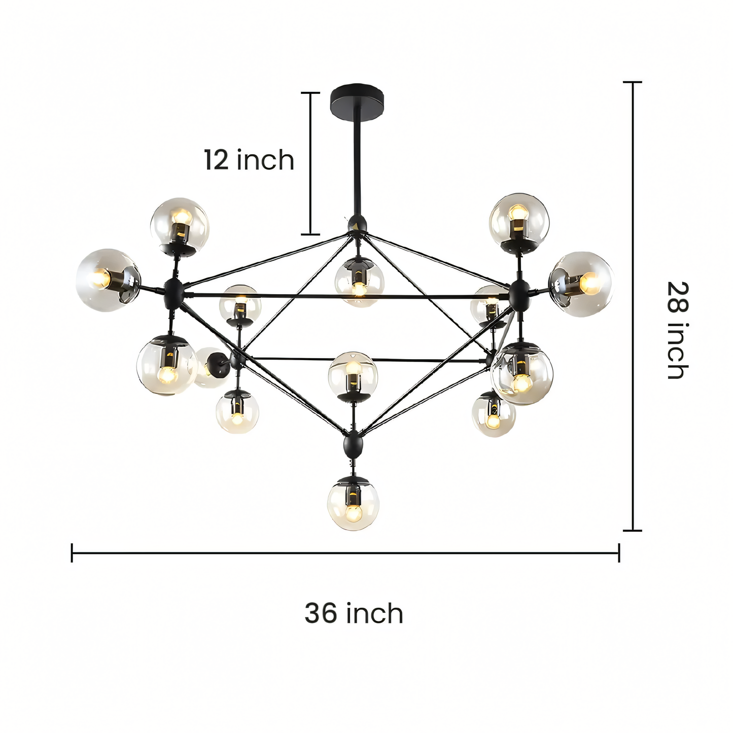 Futuristic silhouette of the contemporary crystal chandelier