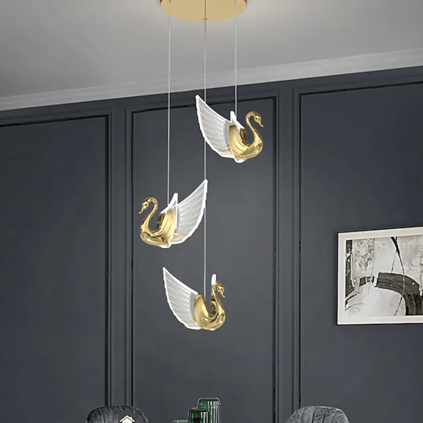 Ethereal Swan Hanging Light for a Luxury Mall setting