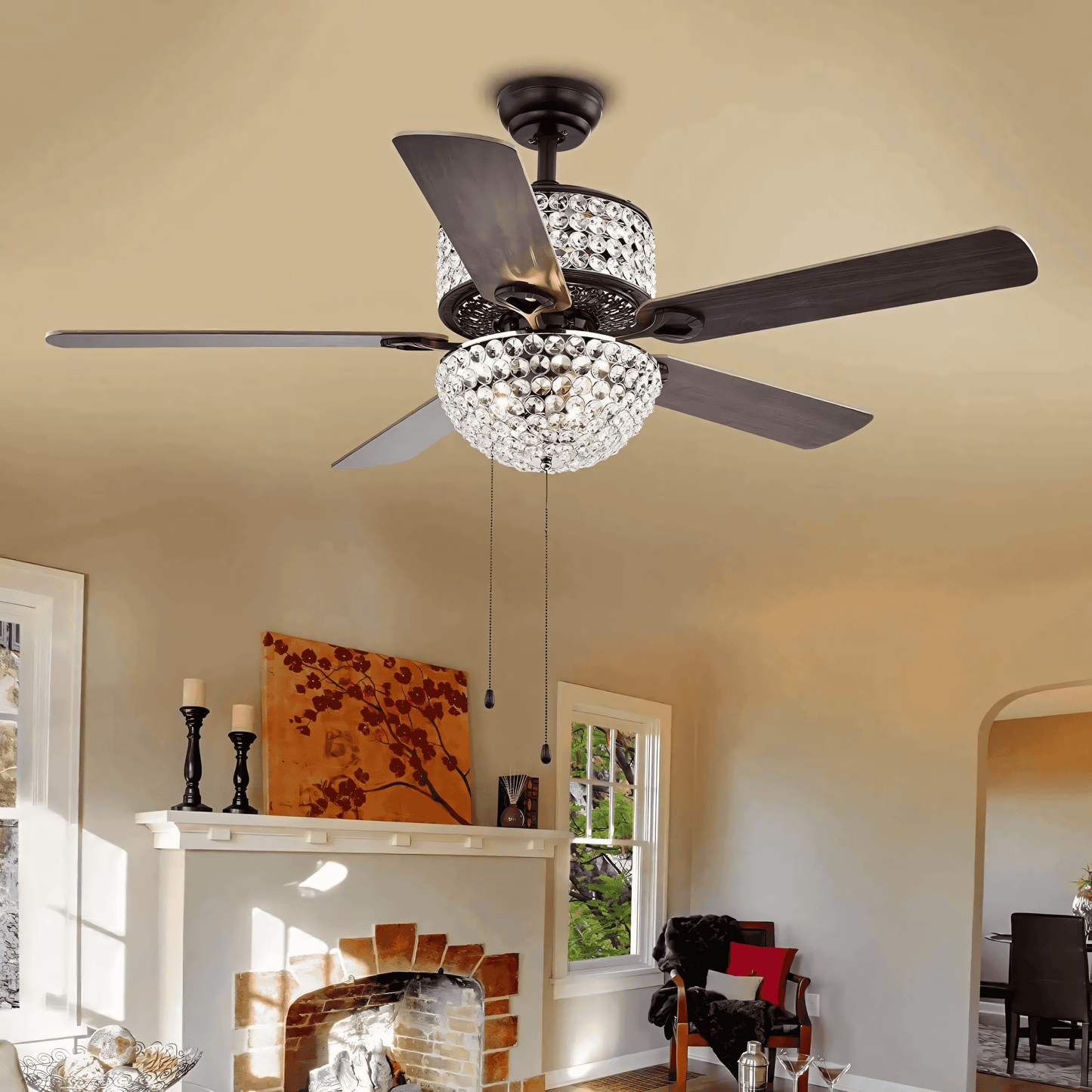 Sophisticated dining room chandelier fan