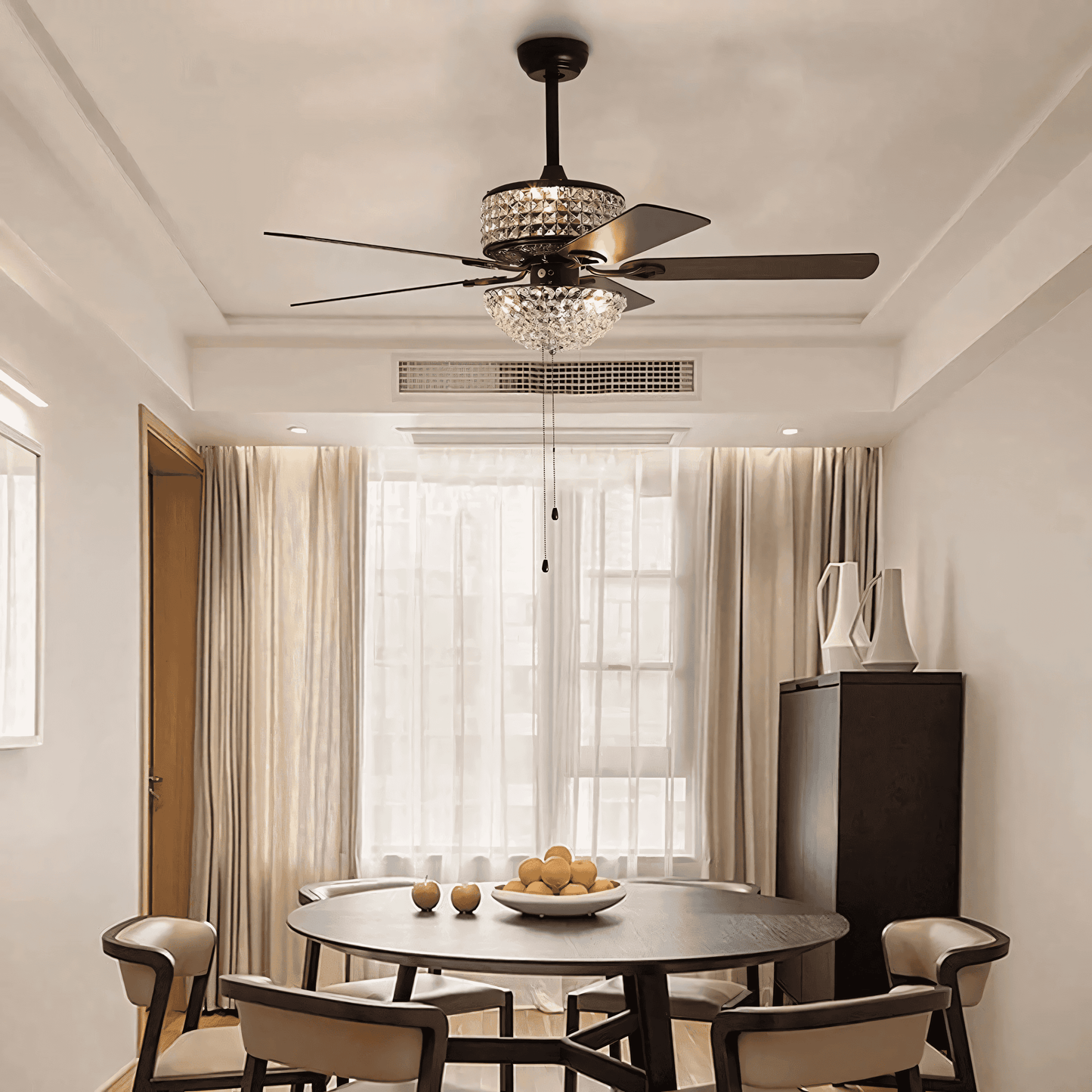 Glamorous bedroom chandelier fan