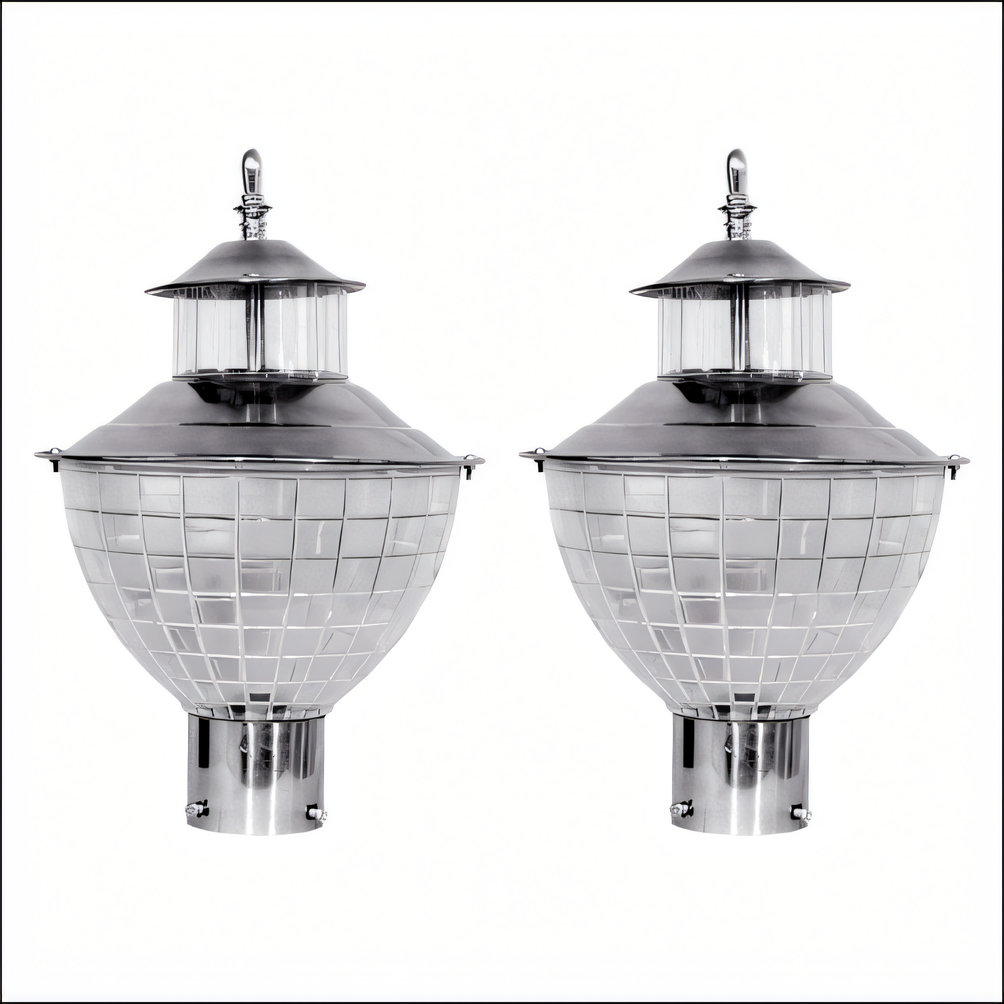 Sleek, minimalist outdoor gate light in a lush, verdant setting