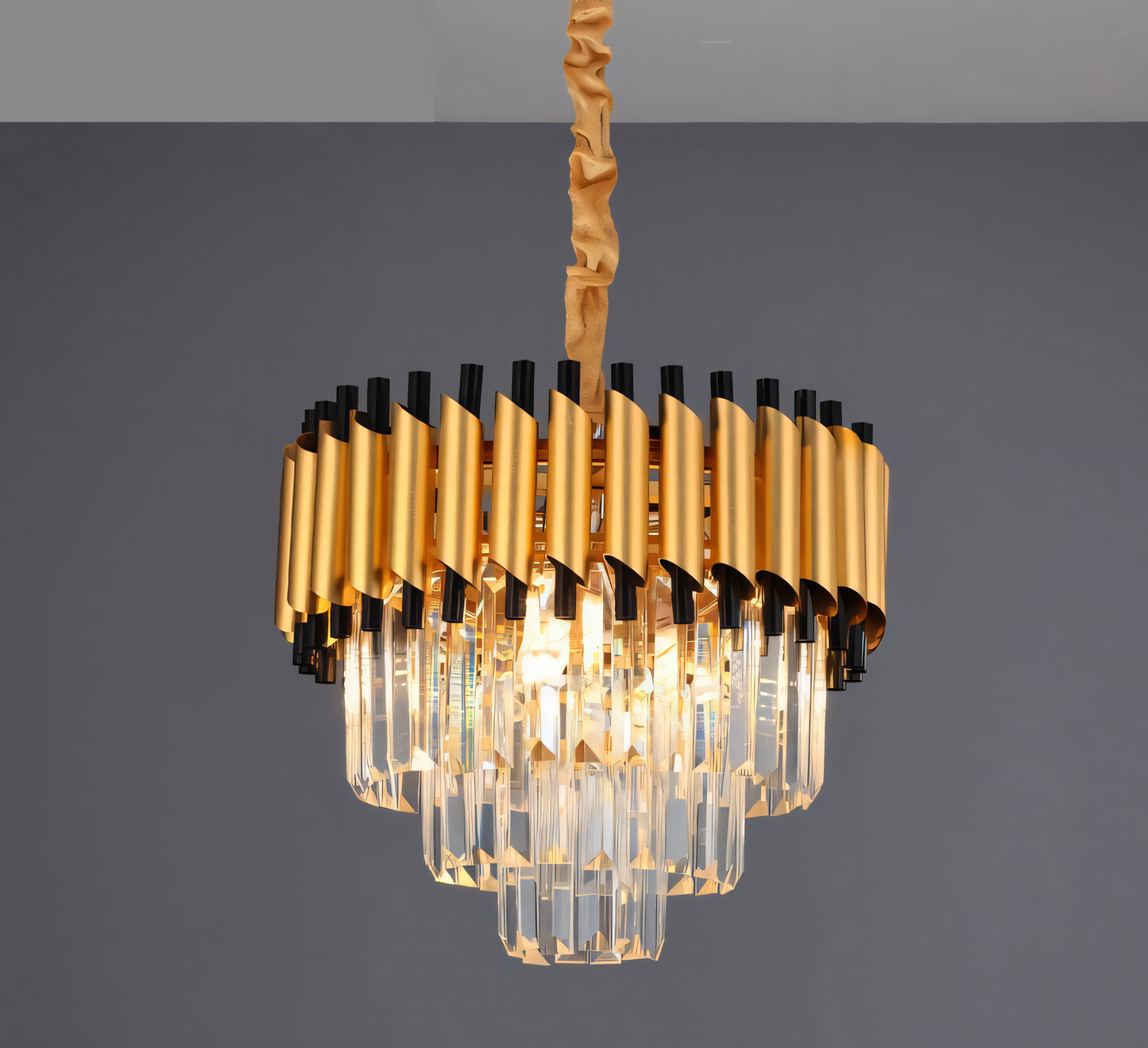 Breathtaking 400MM gold black K9 crystal chandelier, a centerpiece of elegance