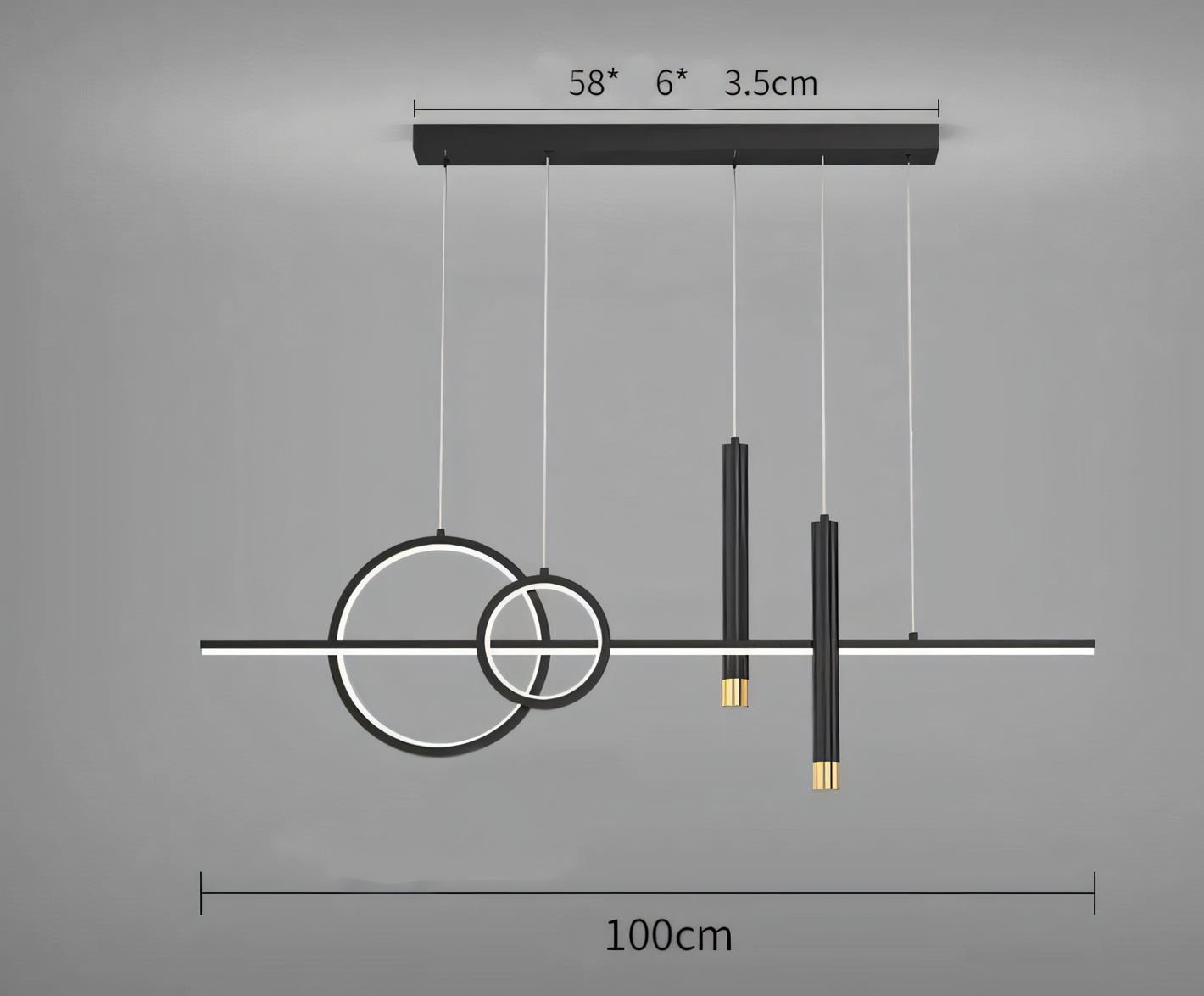 Striking black and gold linear chandelier adds a touch of modern sophistication to any space.