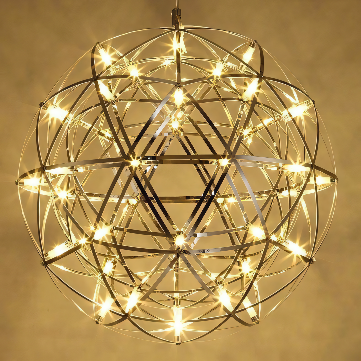 Adjustable hanging chandelier with gold metal frame