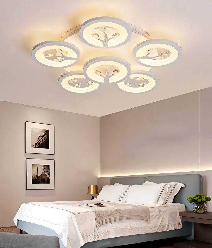 Upgrade your home décor with the luxurious 6-Light Round Crystal White LED Chandelier. Sparkling crystals and warm LED light create a mesmerizing ambiance, perfect for a modern living room or dining room.