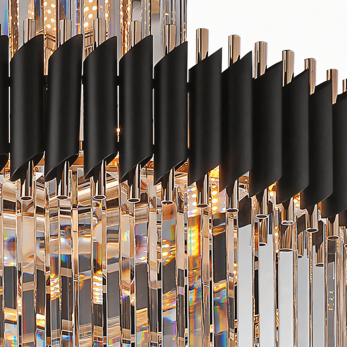 Black Geminus Long Crystal Chandelier