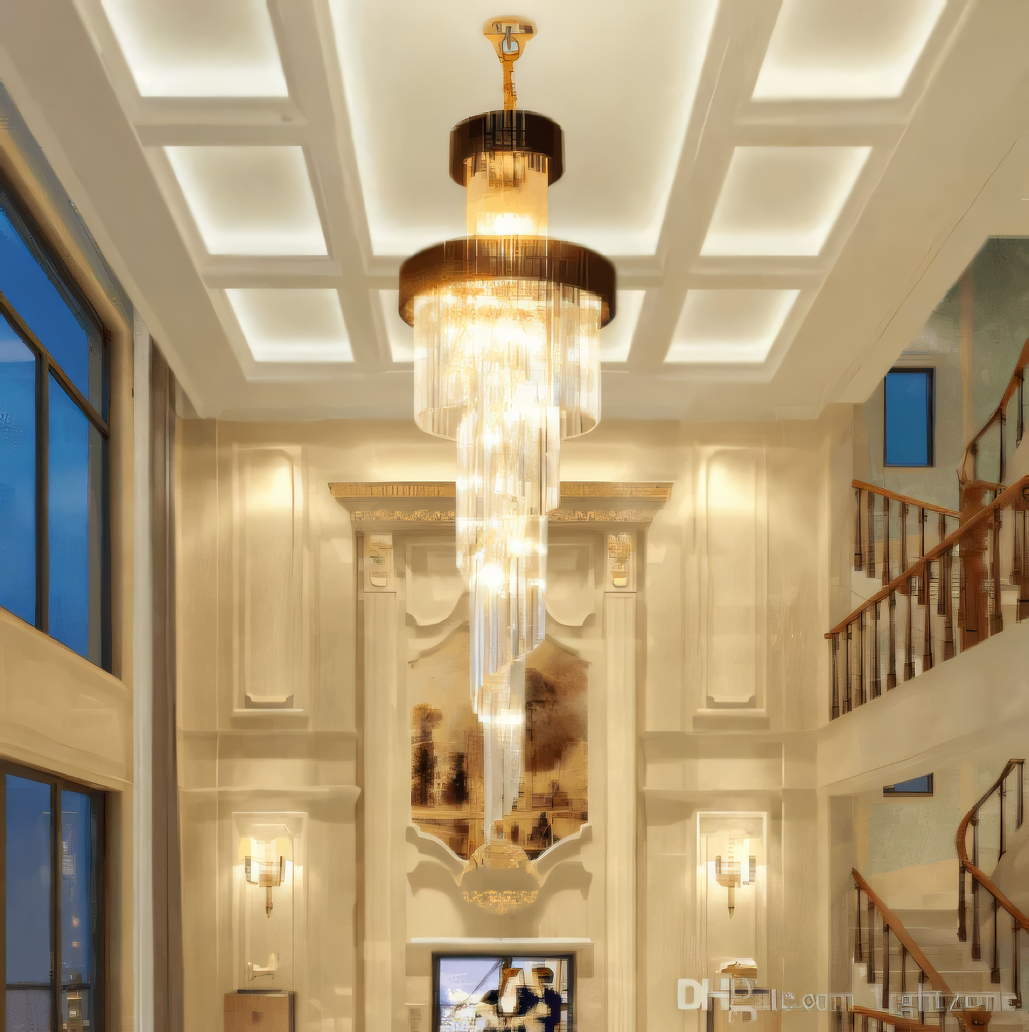 Black Geminus Long Crystal Chandelier