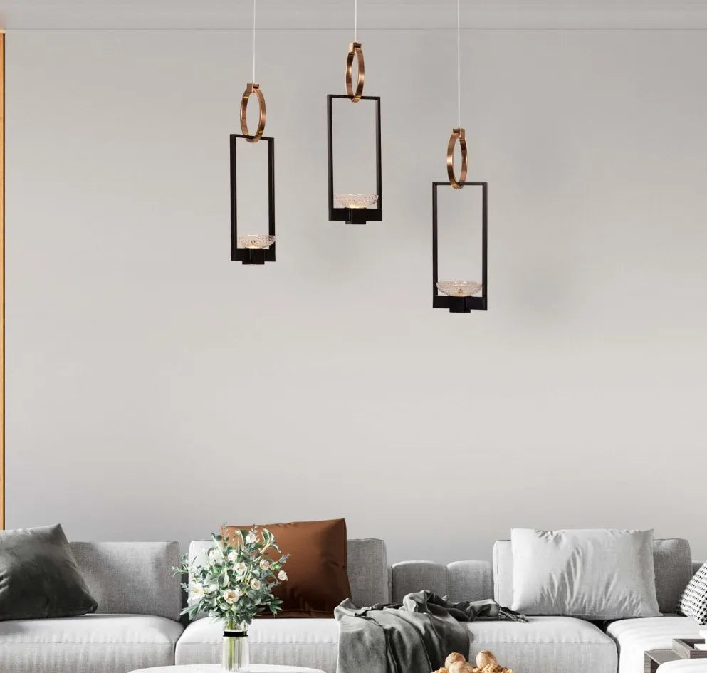 Adding Up (Black, Gold, Dimmable LED with Remote Control) Chandelier