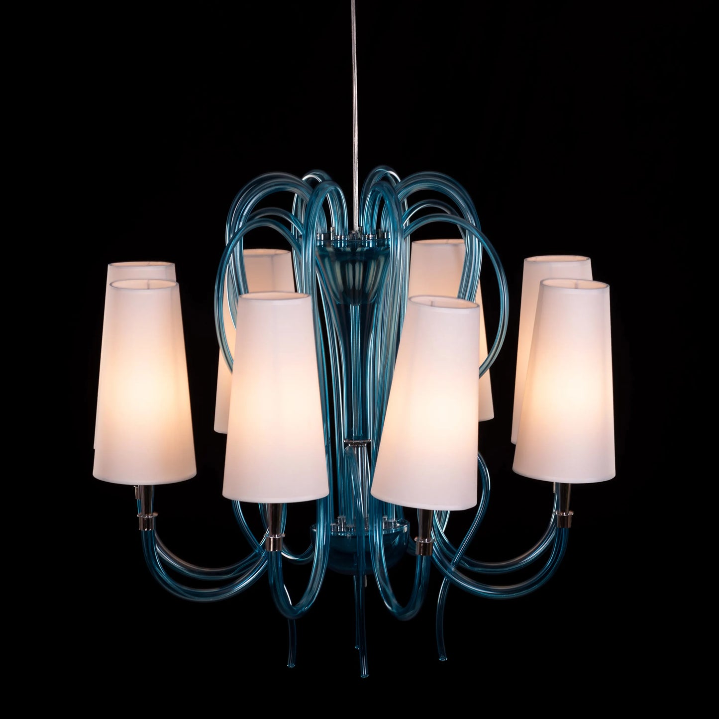 Lunch In London (Blue, White) Glass Chandelier
