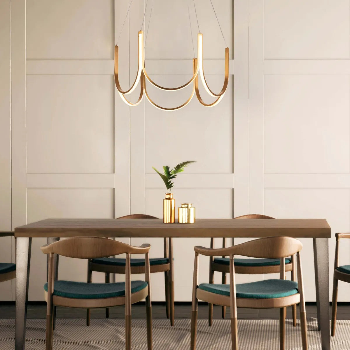 Medium gold chandelier with dimmable LED lights