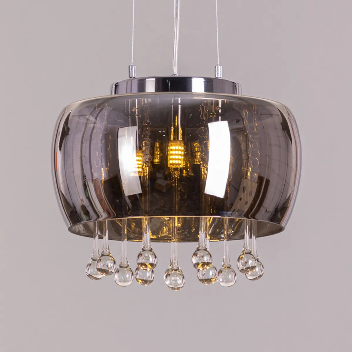 Enamoured Mini (28 cm, Smokey Grey, Mirror Finish) Crystal Pendant Light