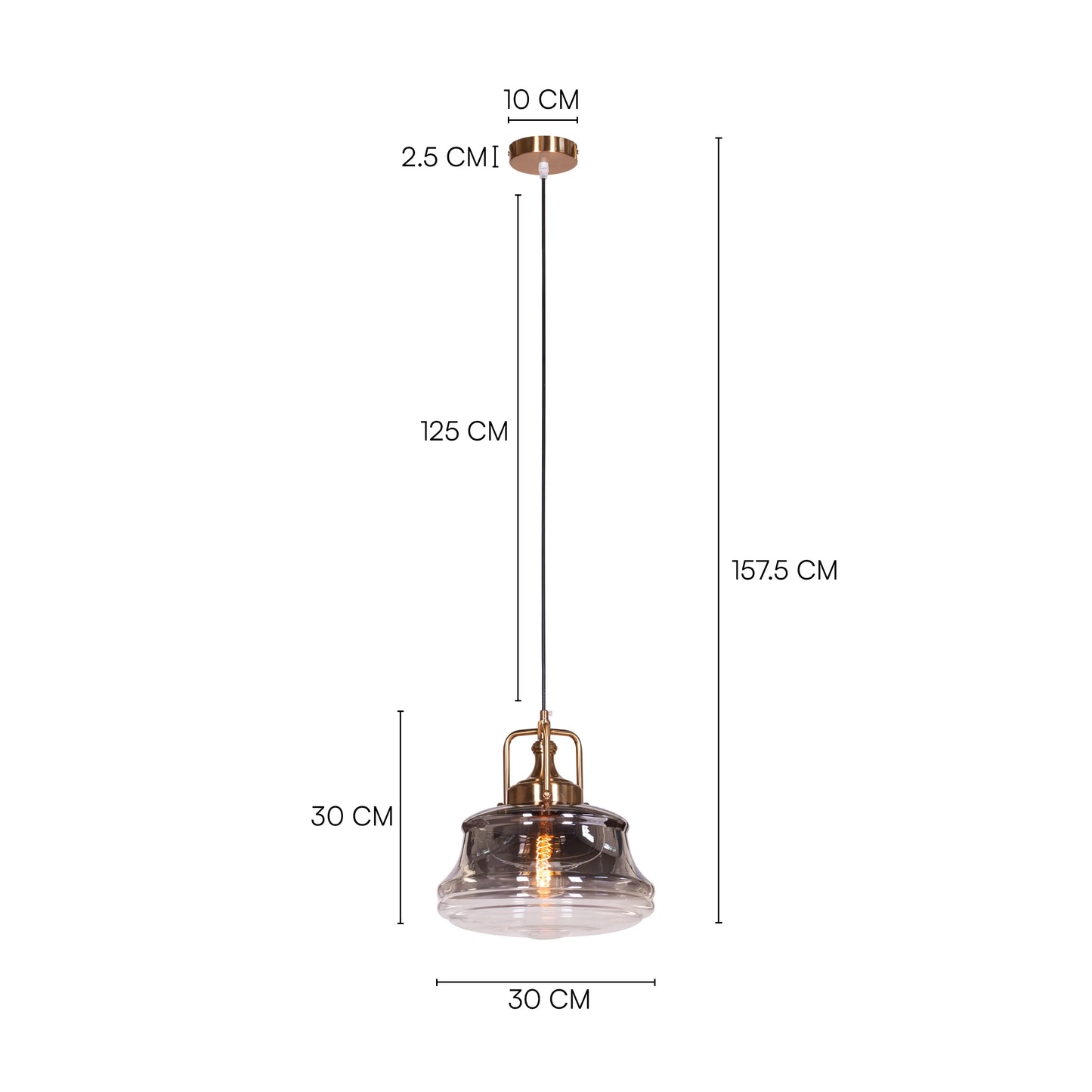 Stylish Eyes Closed Clear Glass Pendant Light Combining Gold and Smokey Grey for a Unique Look