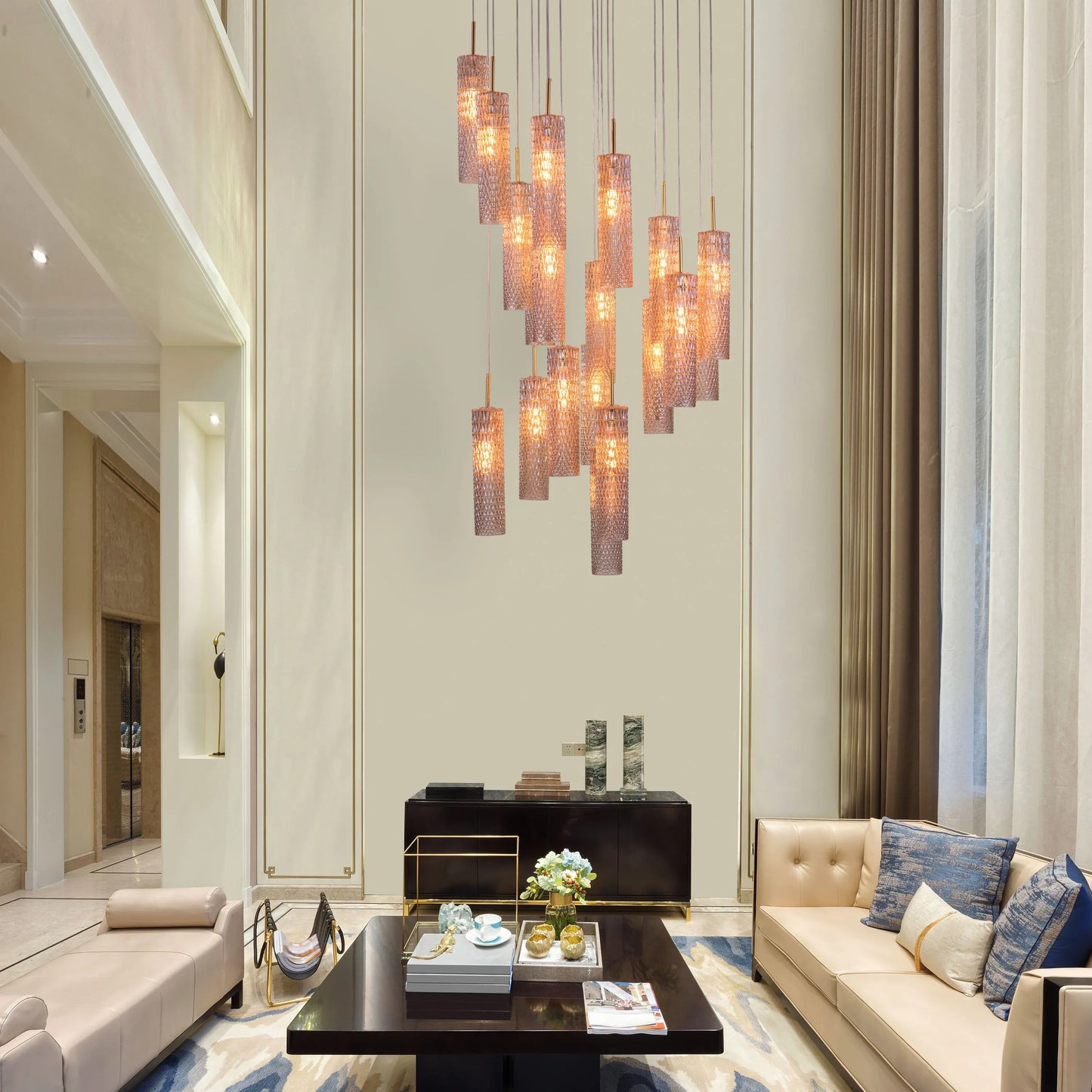 Let It Snow (Large, Gold) Champagne Glass Double Height Chandelier