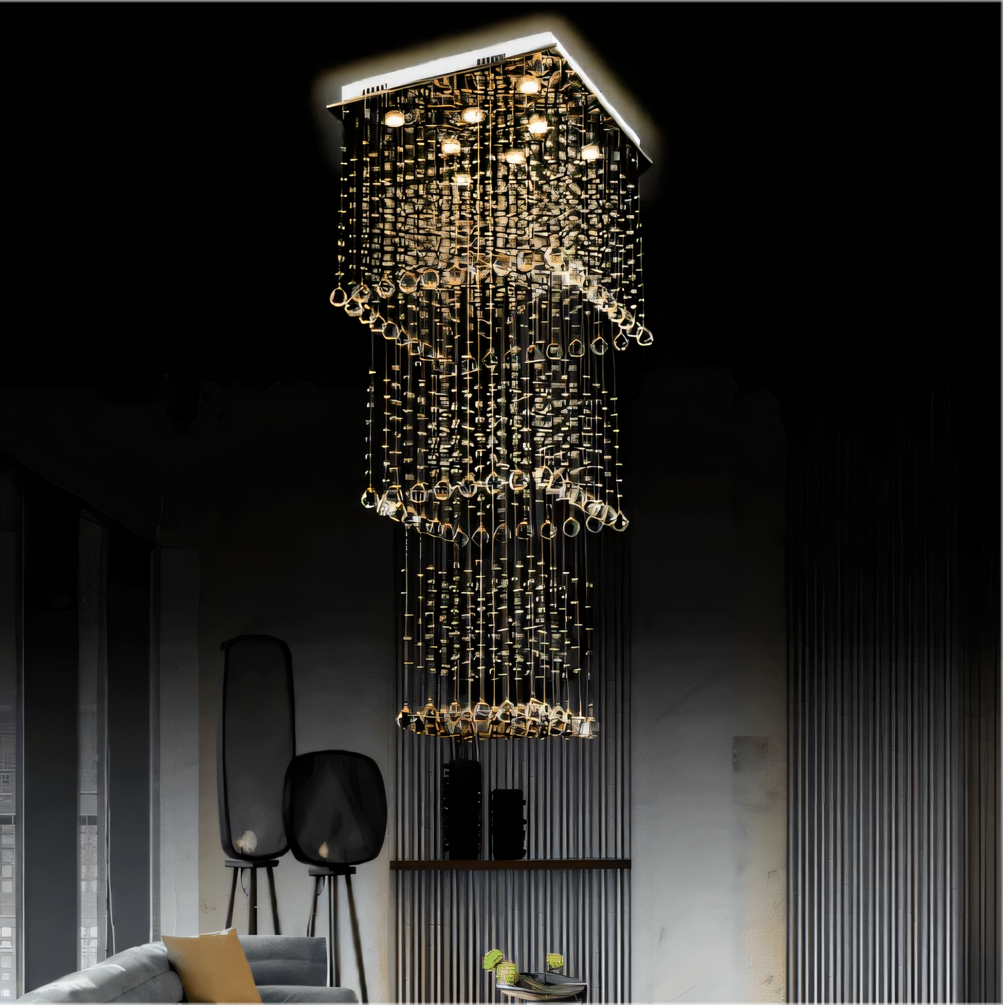 Warm, ambient LED lighting in serene, island-themed chandelier