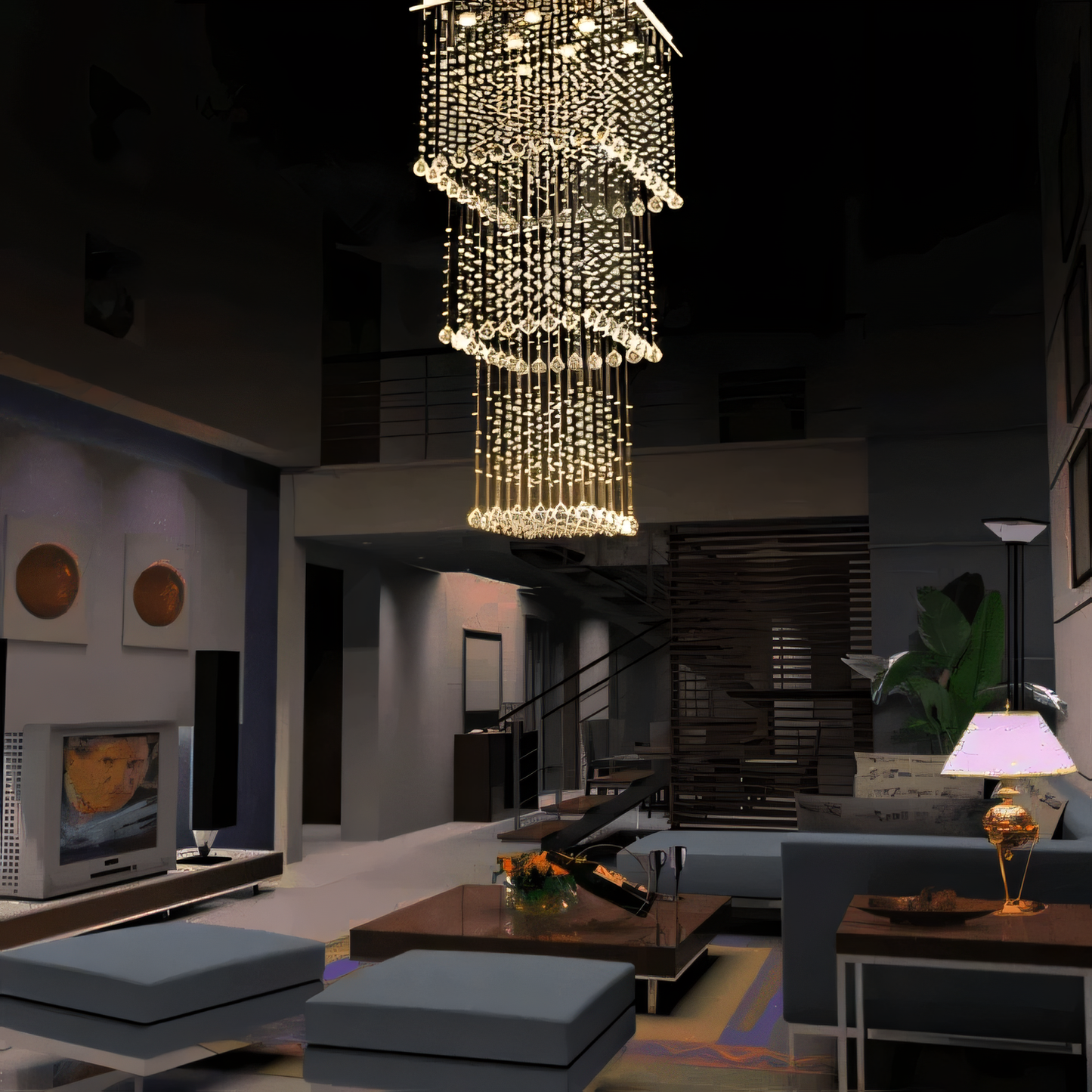 Magna Raindrop Long Crystal Chandelier