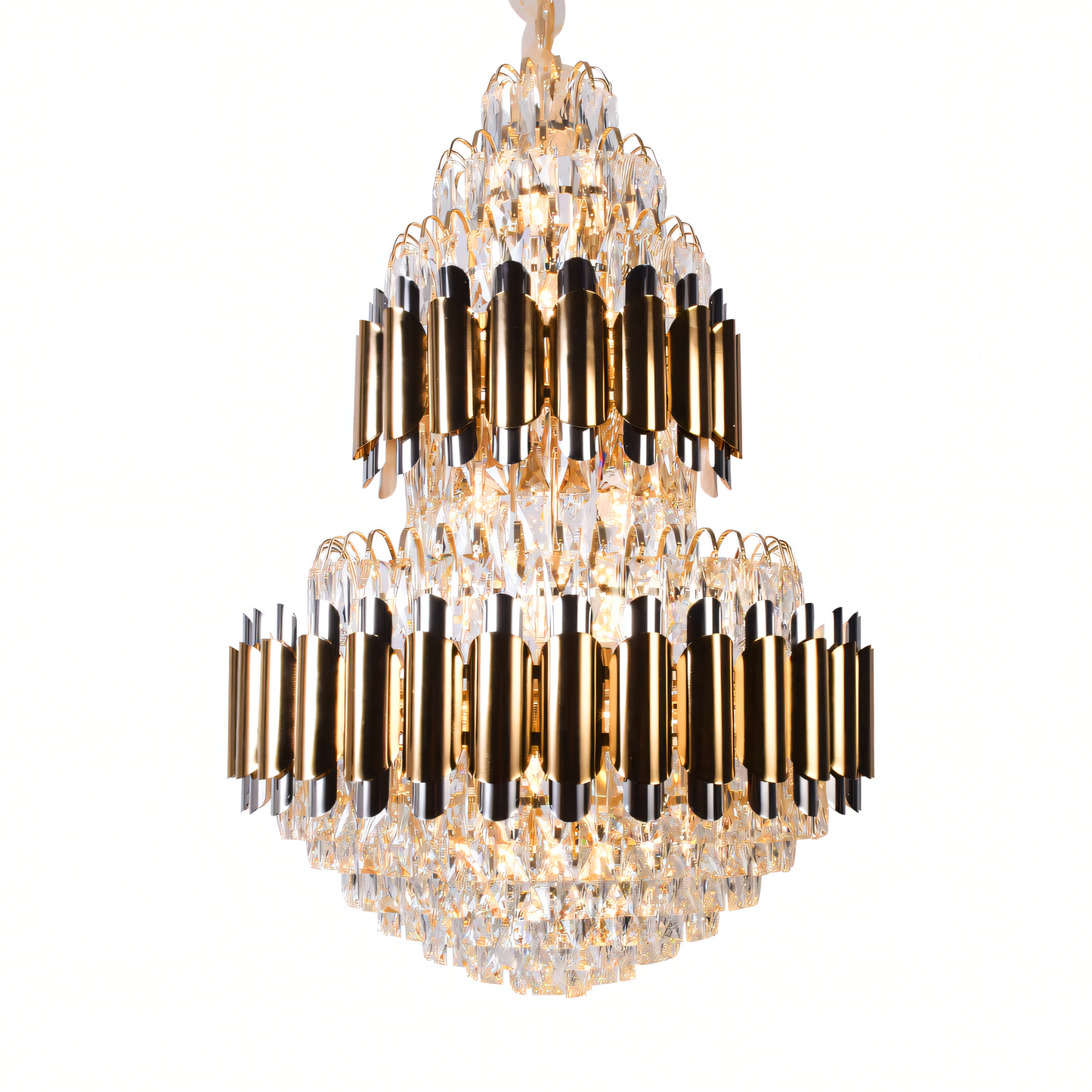 Timeless crystal and gold chandelier in Castle setting