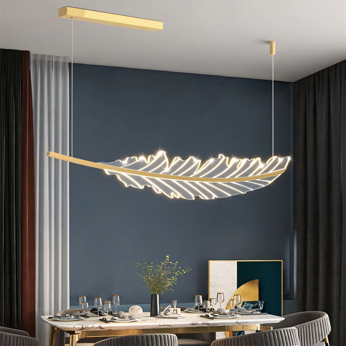 Luxurious gold chandelier that exudes natural beauty in a mountain retreat