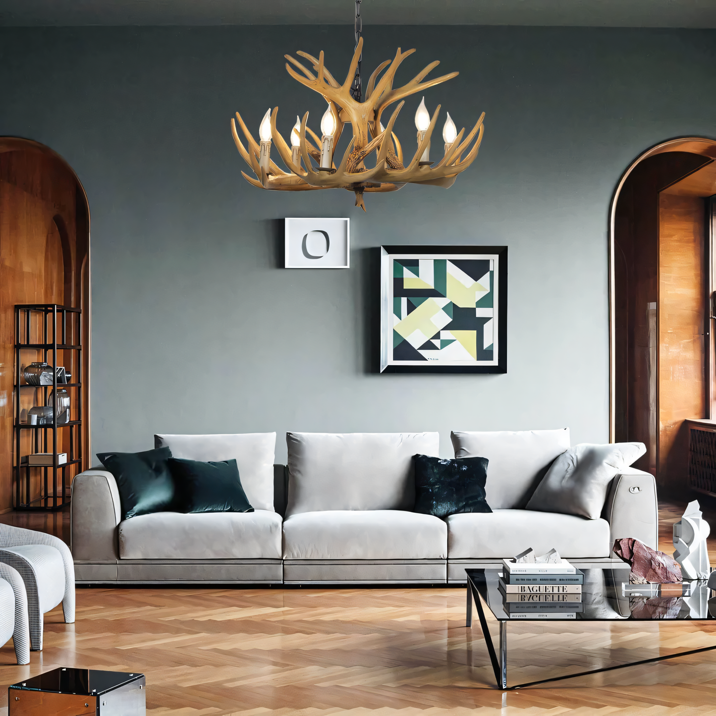 Intricate wrought-iron frame with delicate crystal accents