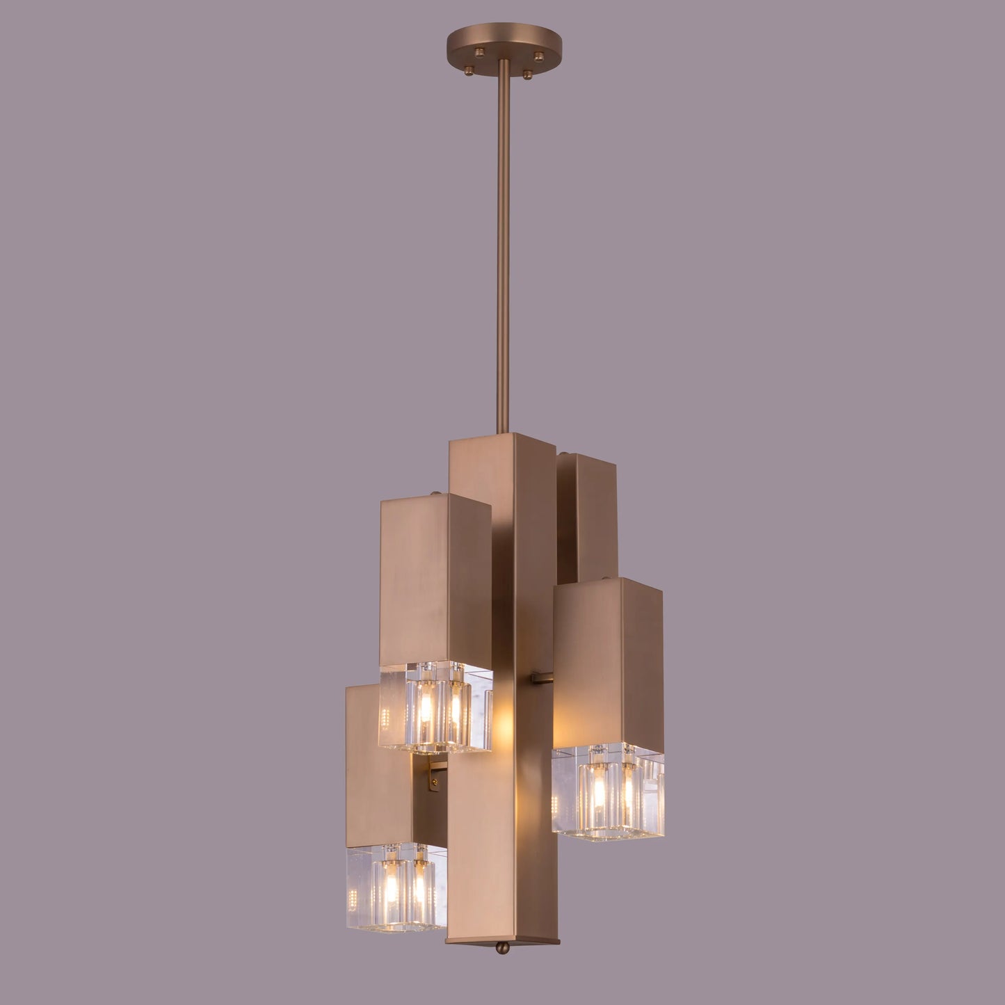 Alter Ego Crystal Chandelier: A small, gold-finished chandelier adorned with sparkling crystals.