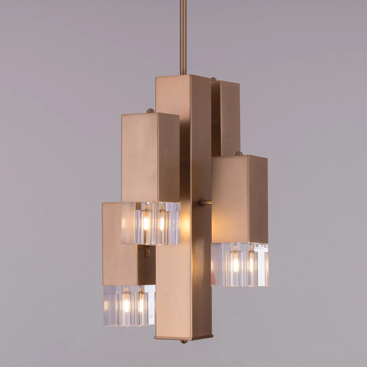 Alter Ego Crystal Chandelier: A small, gold-finished chandelier adorned with sparkling crystals.