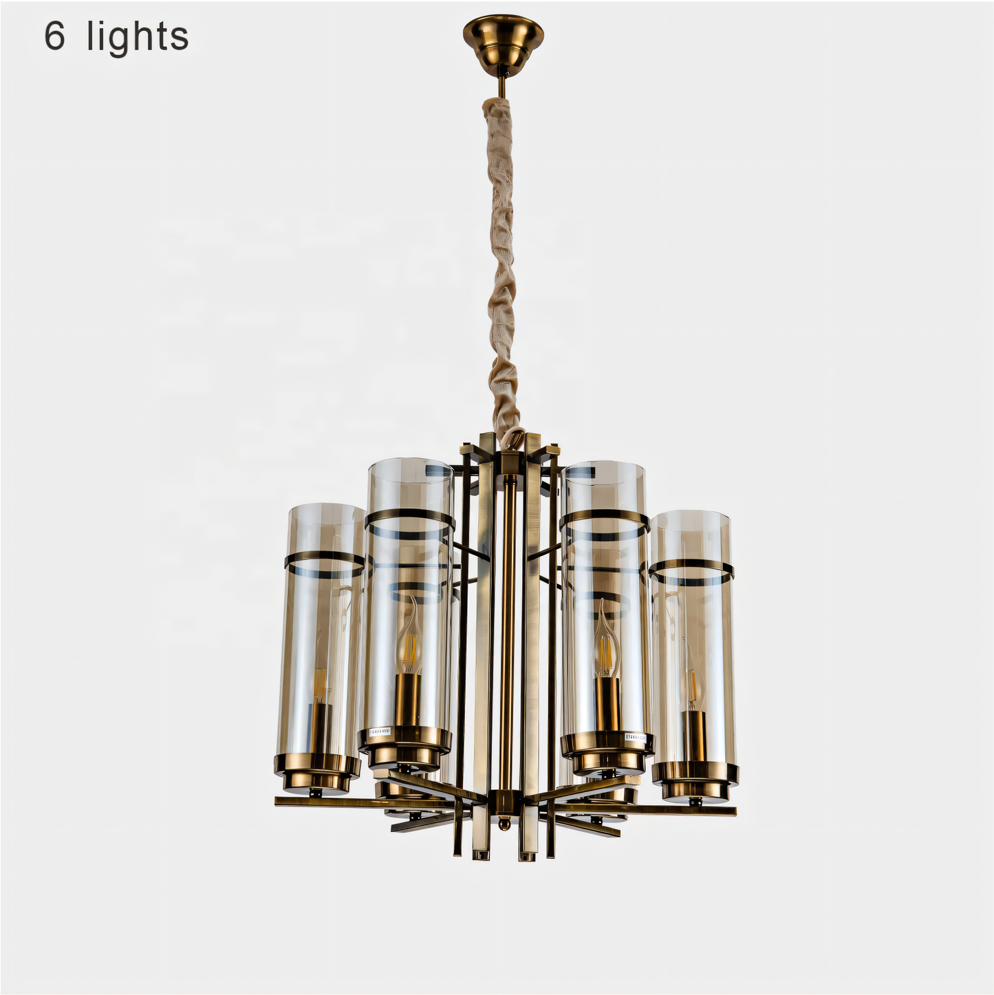 Luxury electroplated metal chandelier with amber radiance