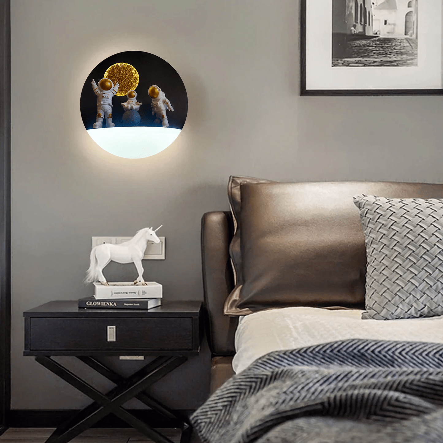 Modern Living Room Illuminated by Astronaut Lights