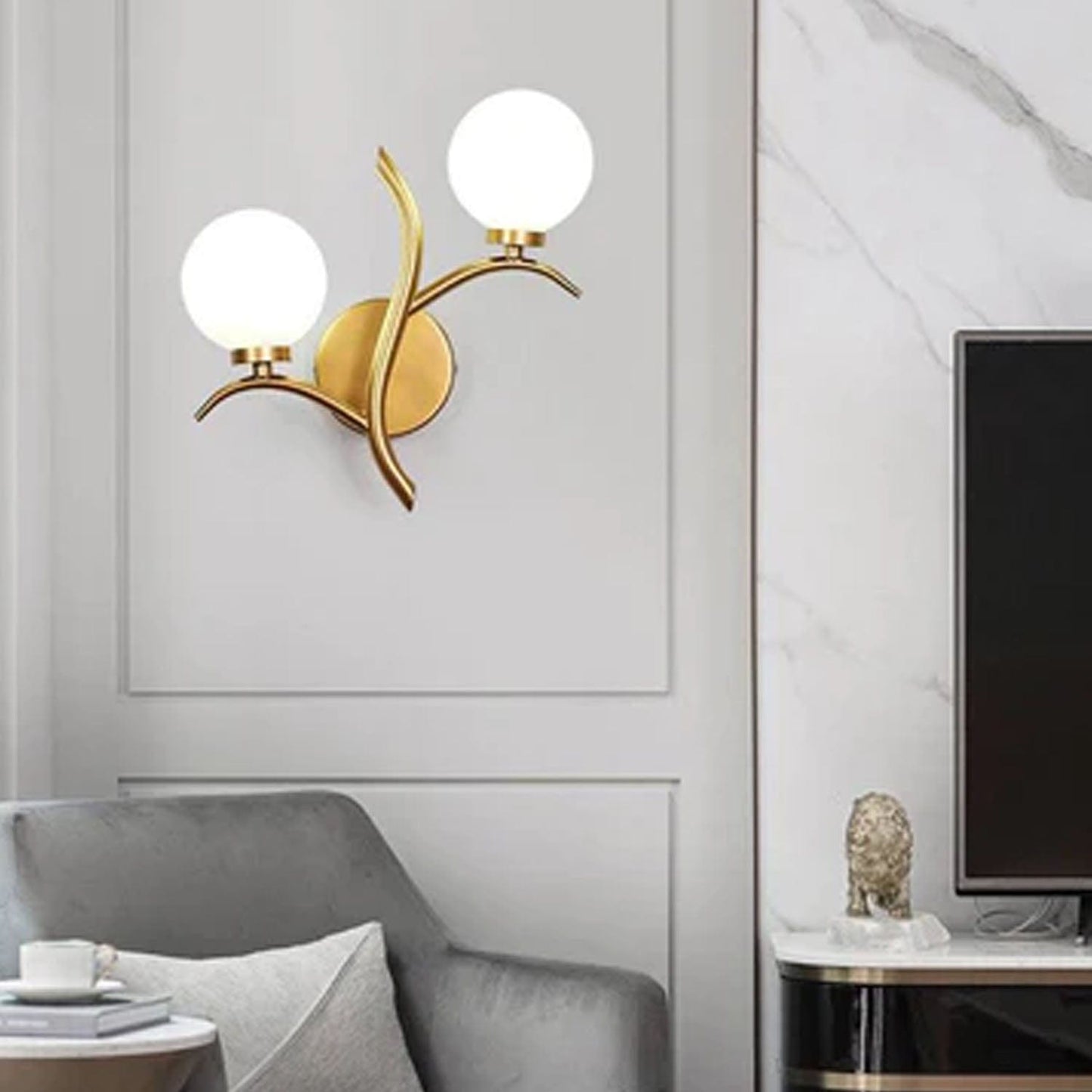 Gold Frosted Glass Ball Wall Light, artful illumination