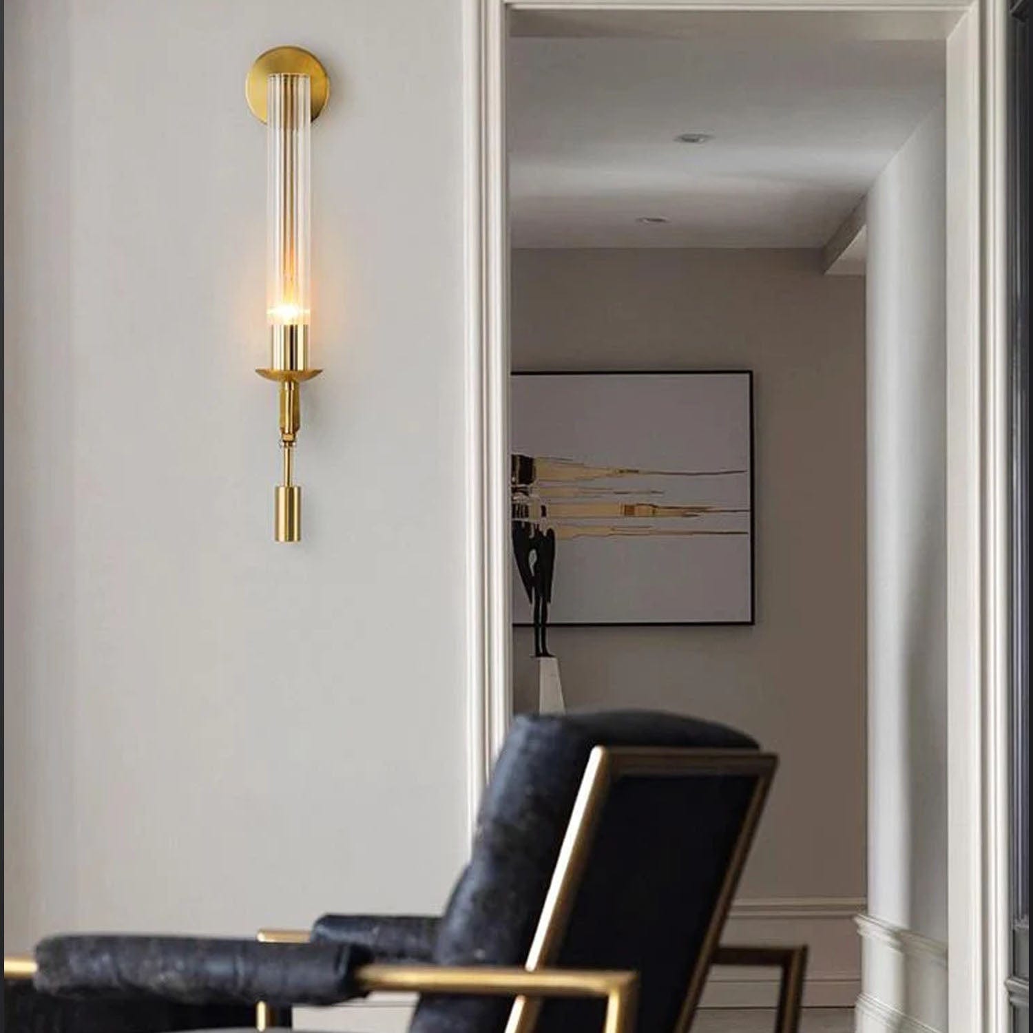 Retro Chic Gold Glass Wall Sconce, fate's beacon